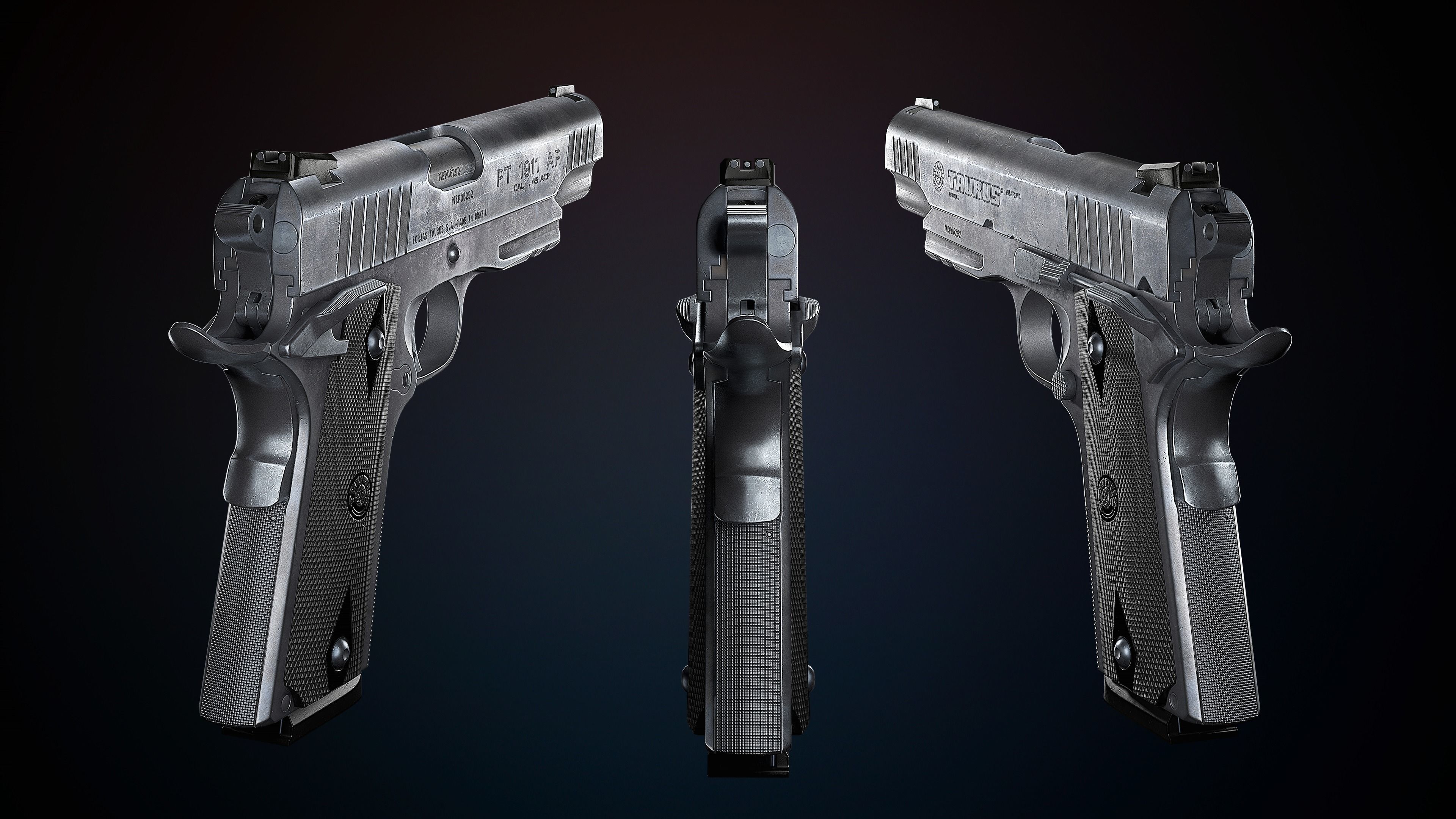 1911 Taurus HANDGUN Low-poly 3D model_5