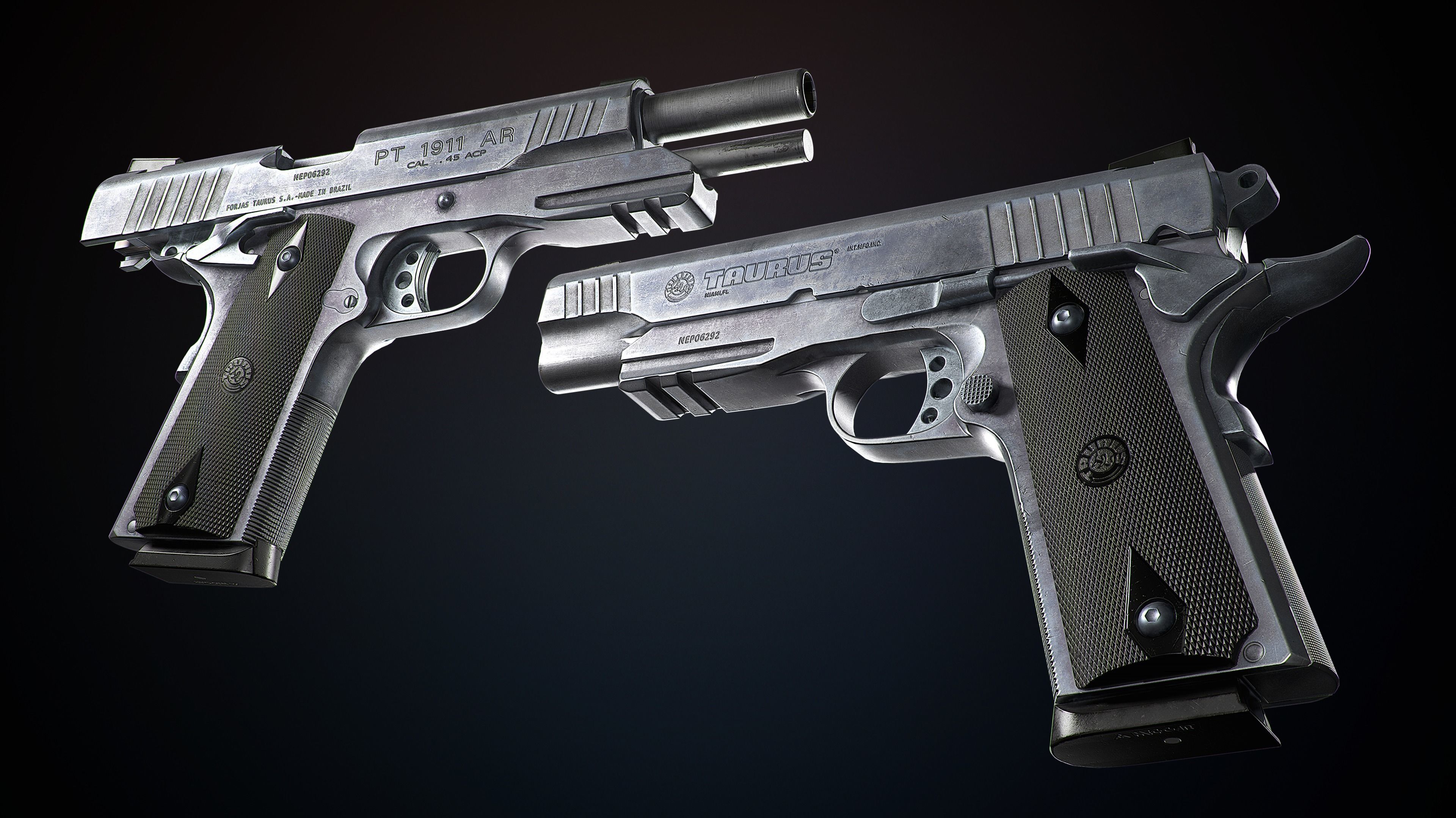 1911 Taurus HANDGUN Low-poly 3D model_2