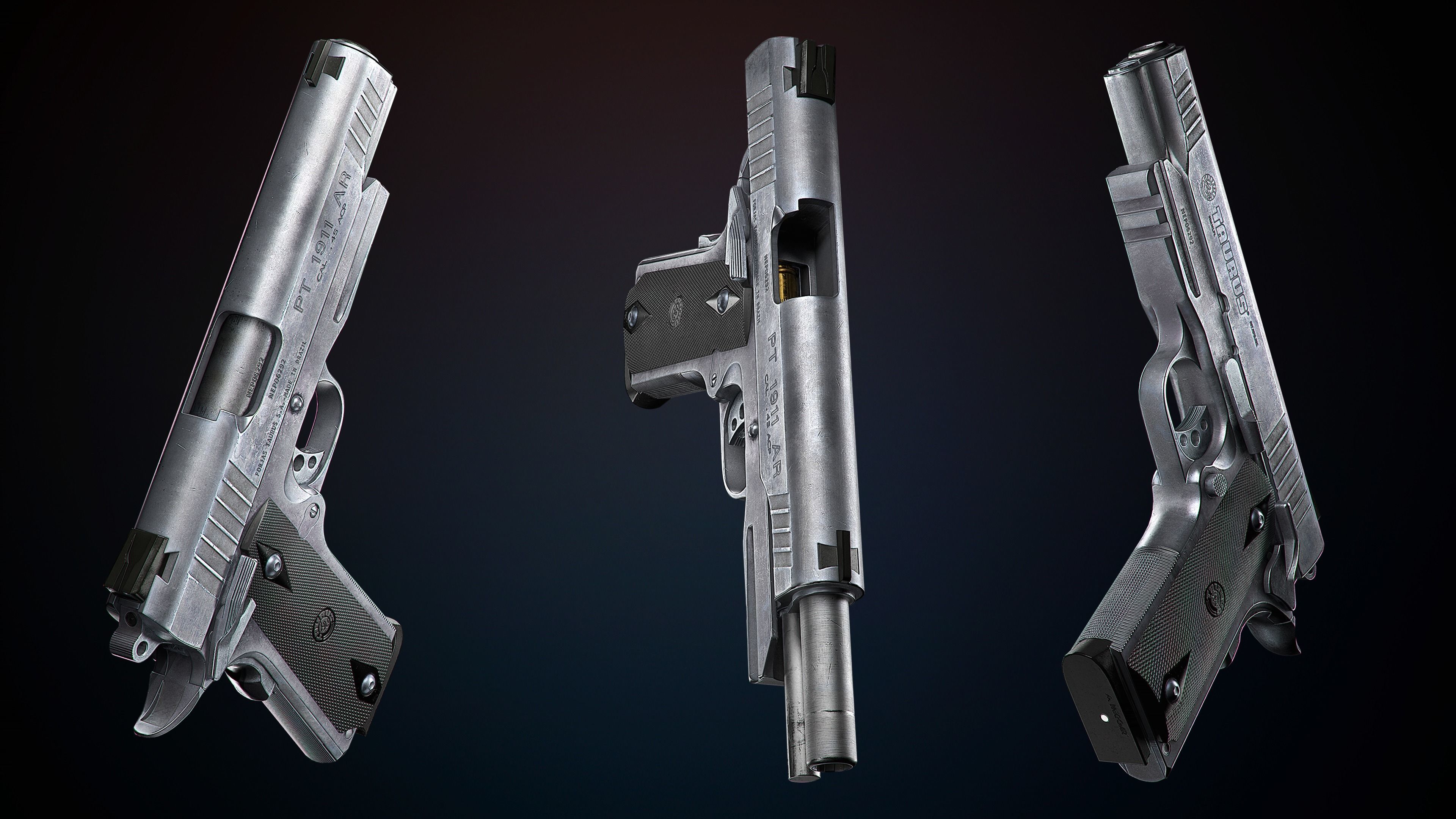 1911 Taurus HANDGUN Low-poly 3D model_6