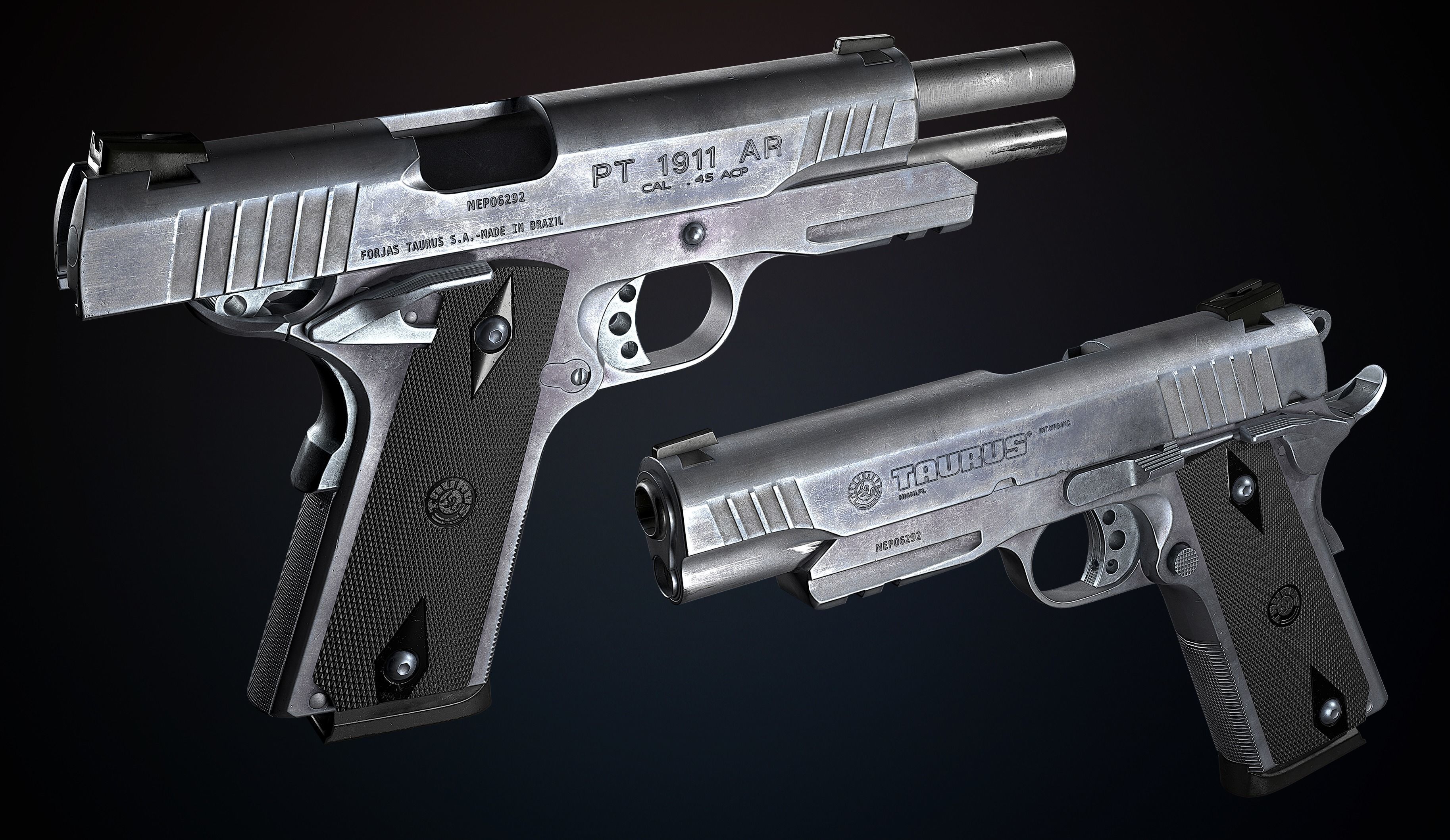 1911 Taurus HANDGUN Low-poly 3D model_1