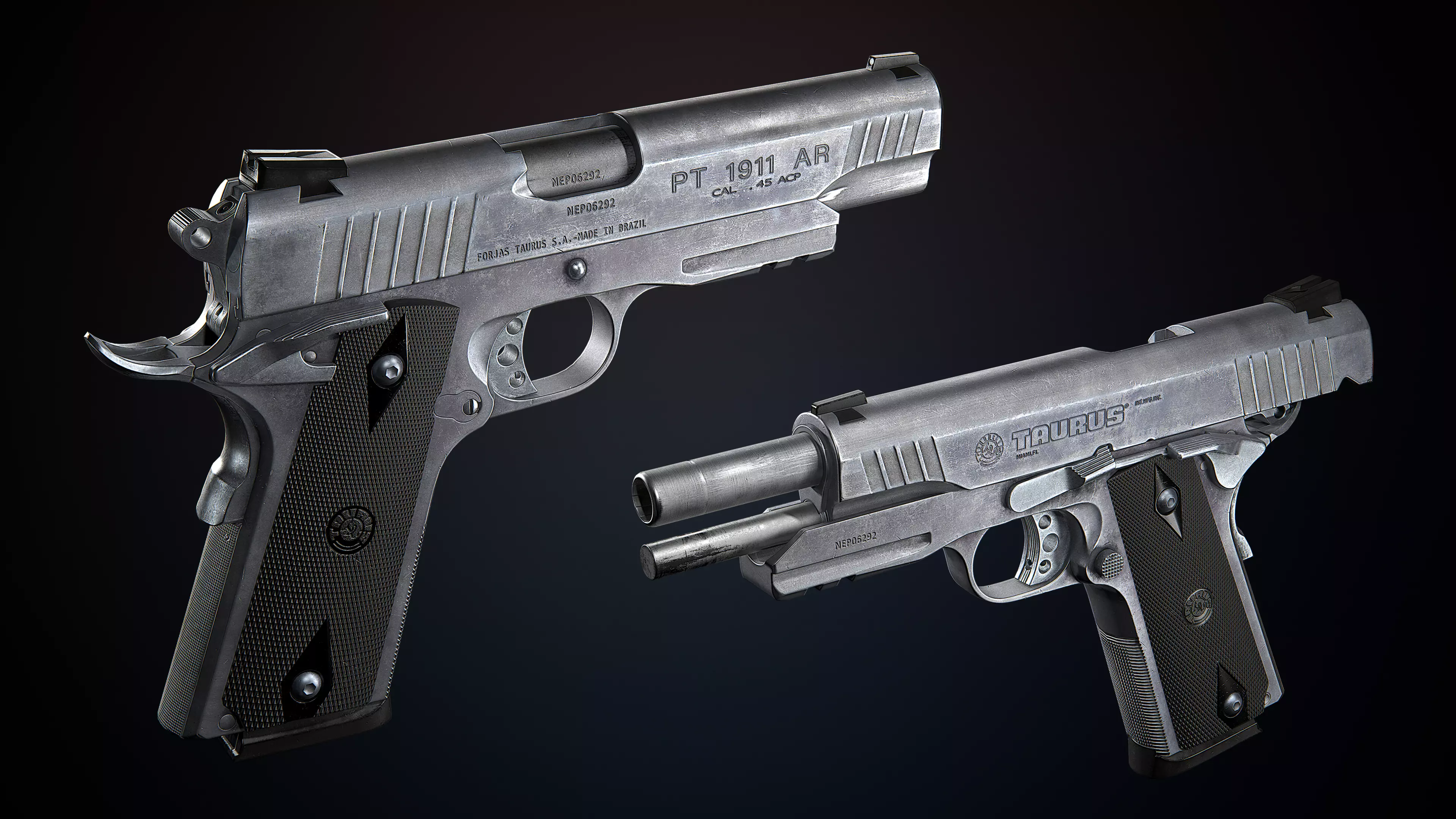 1911 Taurus HANDGUN Low-poly 3D model_0