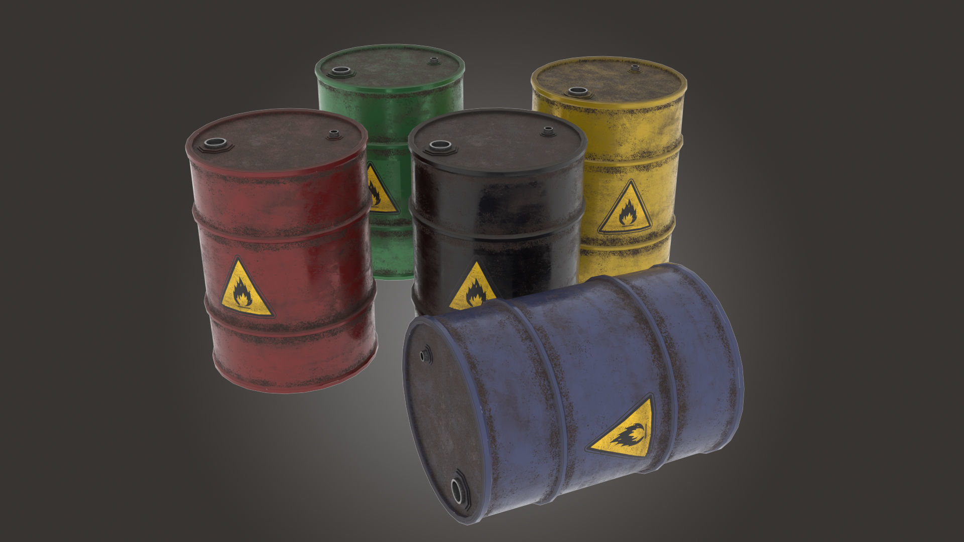 Metal Barrel Low-poly 3D model_3