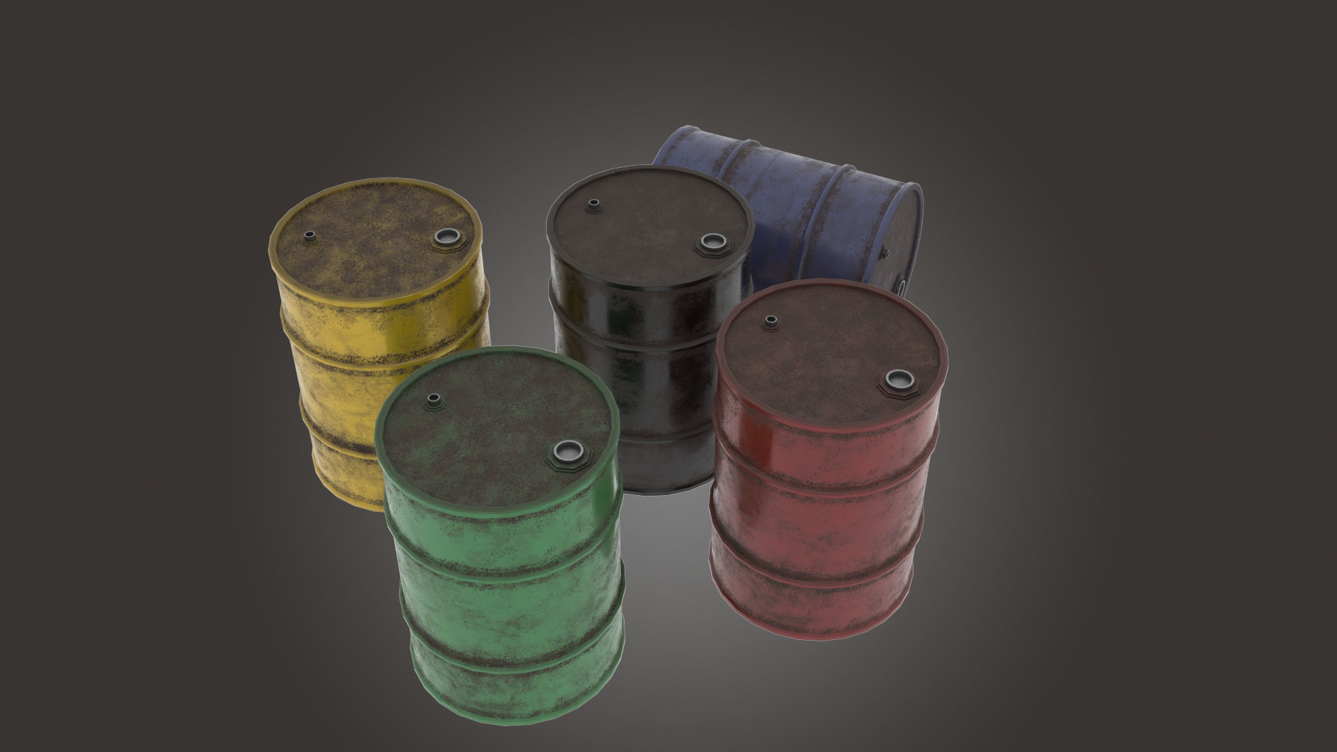 Metal Barrel Low-poly 3D model_1