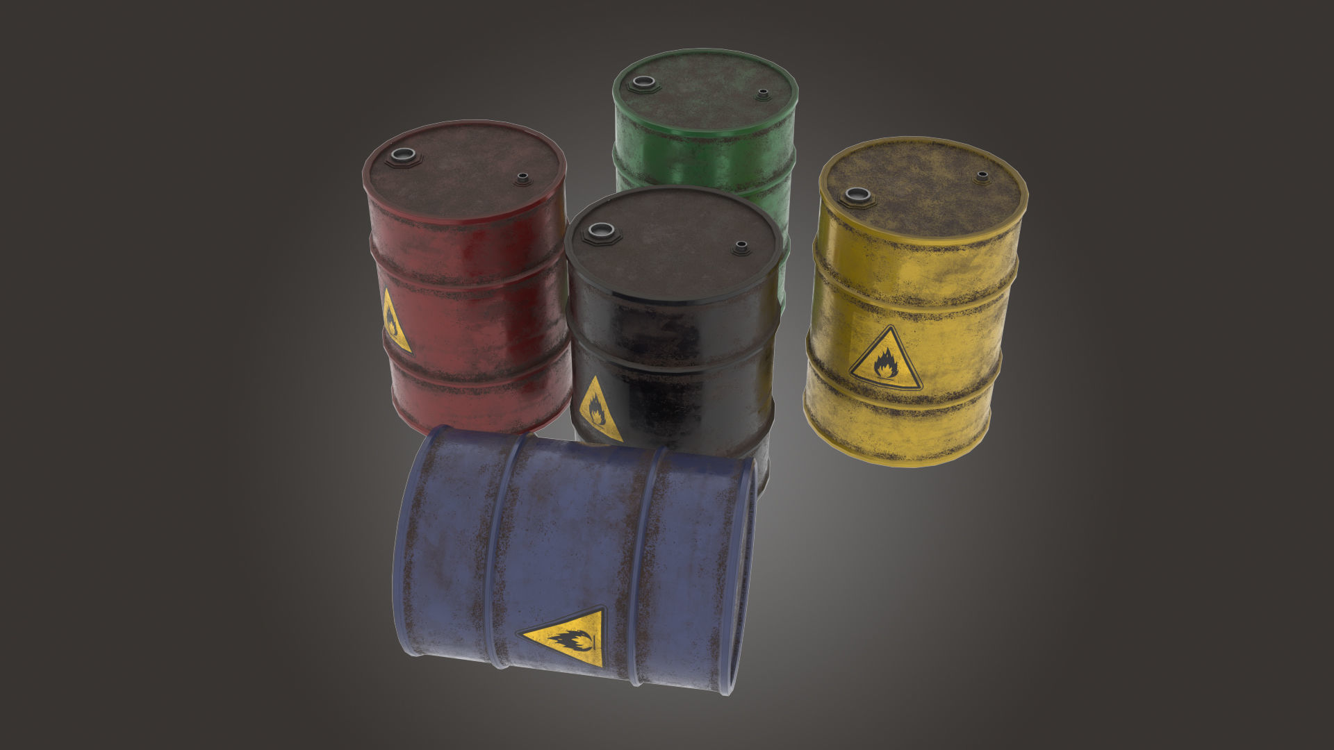 Metal Barrel Low-poly 3D model_2