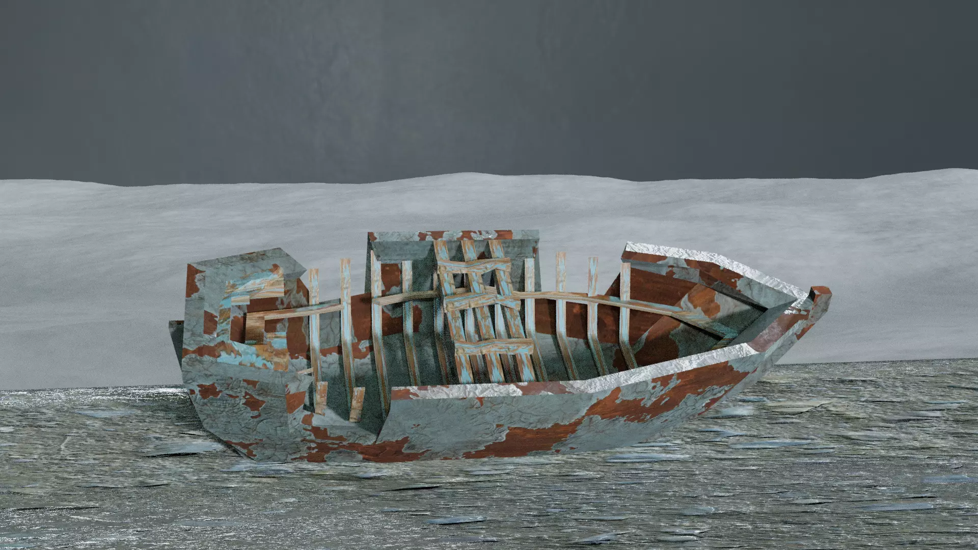 Ship Wrecked Low-poly 3D model_0