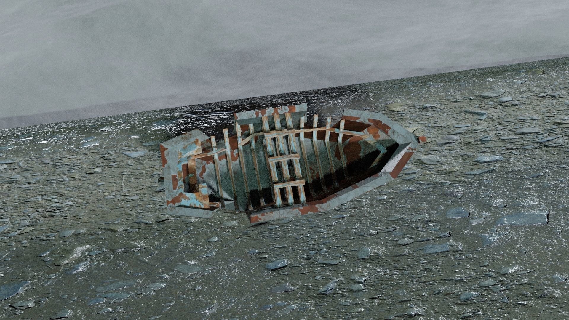 Ship Wrecked Low-poly 3D model_1