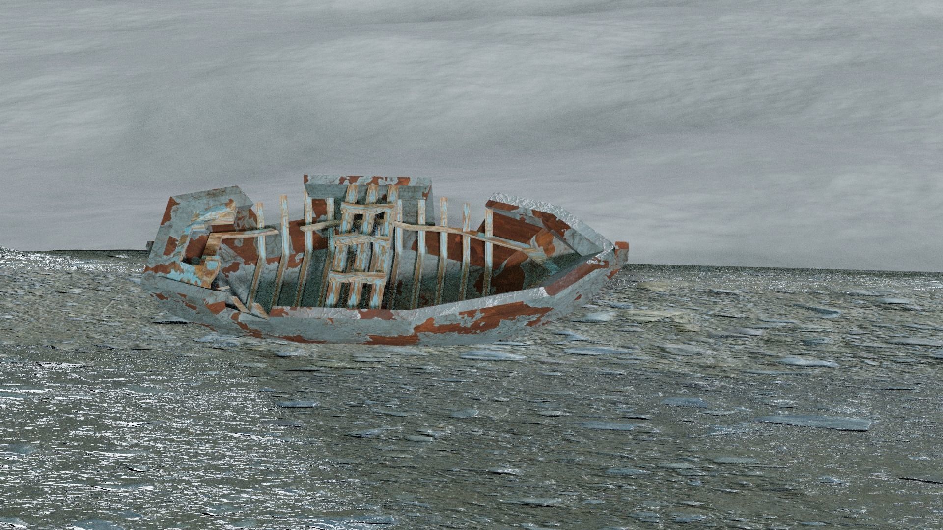 Ship Wrecked Low-poly 3D model_2