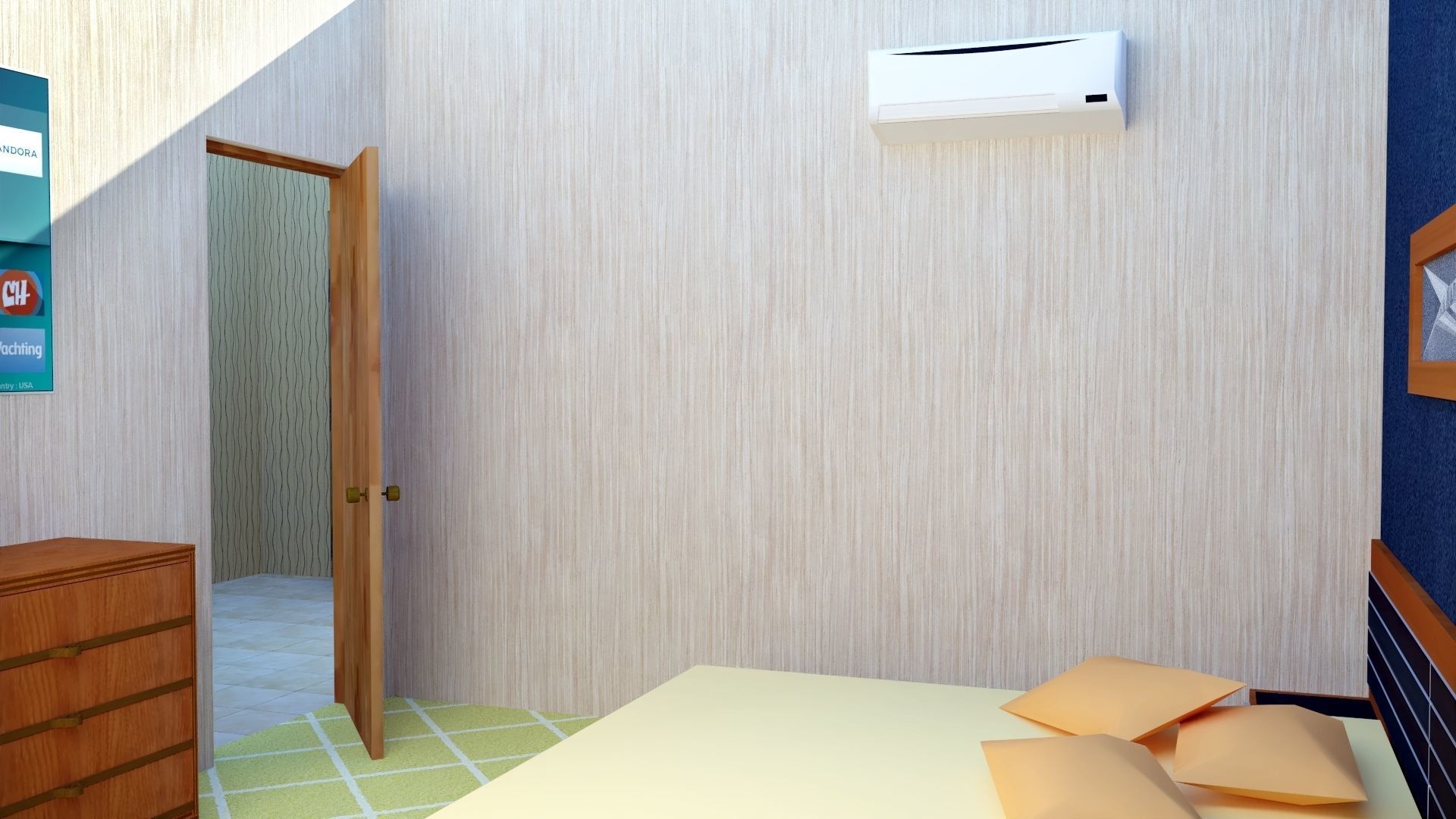 Villa house with palm trees and mountains 3D model_12