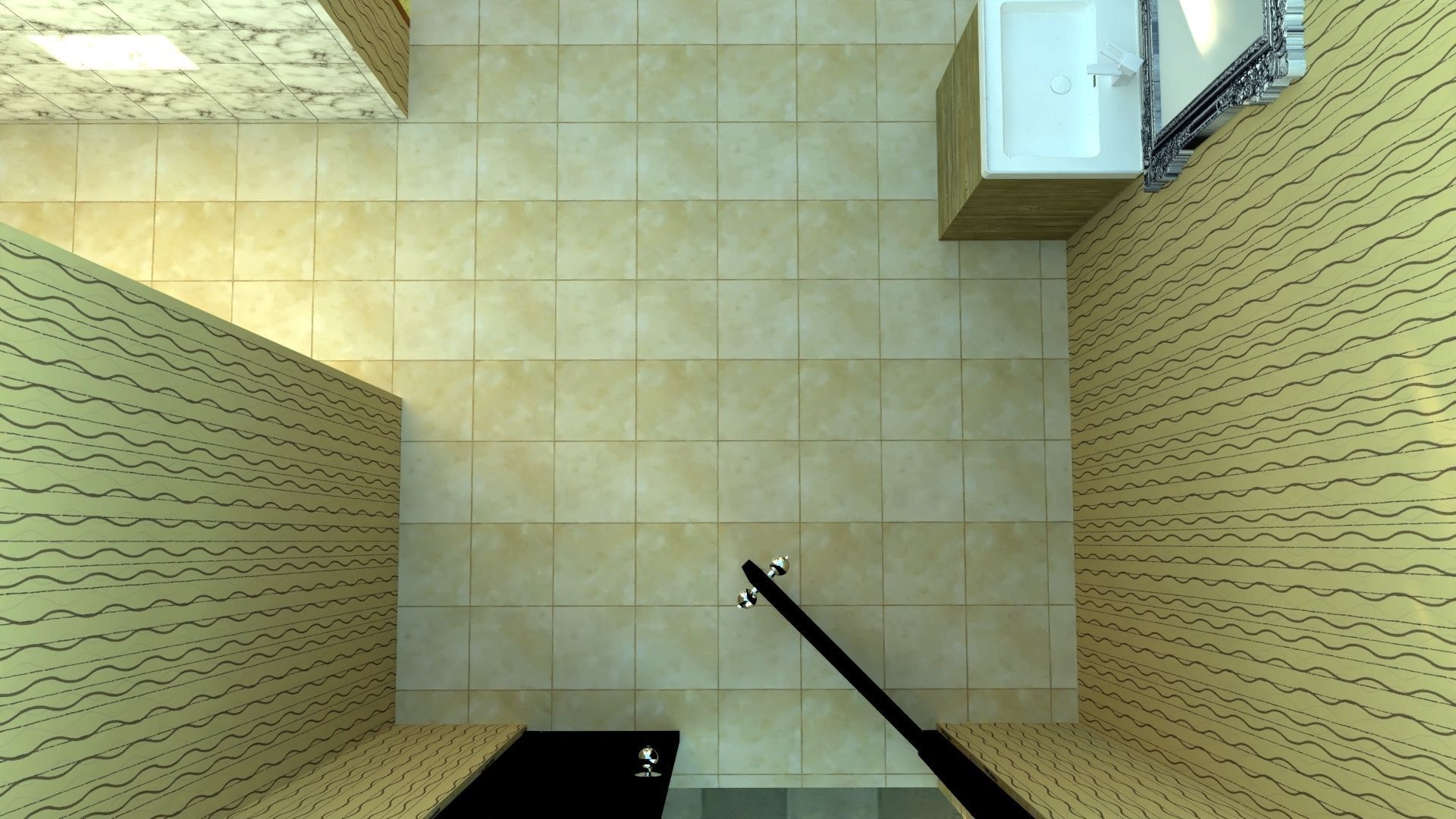 Villa house with palm trees and mountains 3D model_8