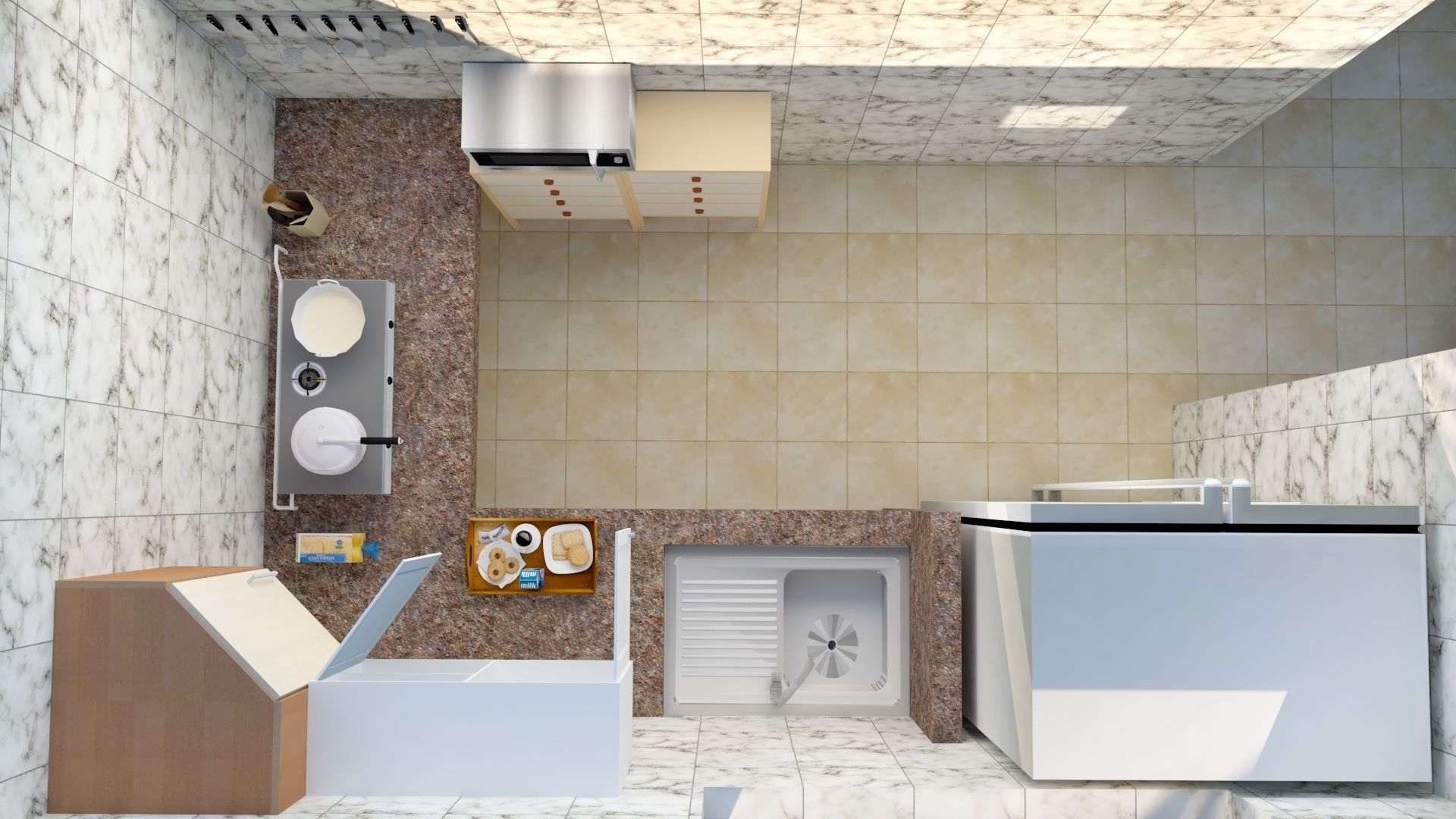 Villa house with palm trees and mountains 3D model_10