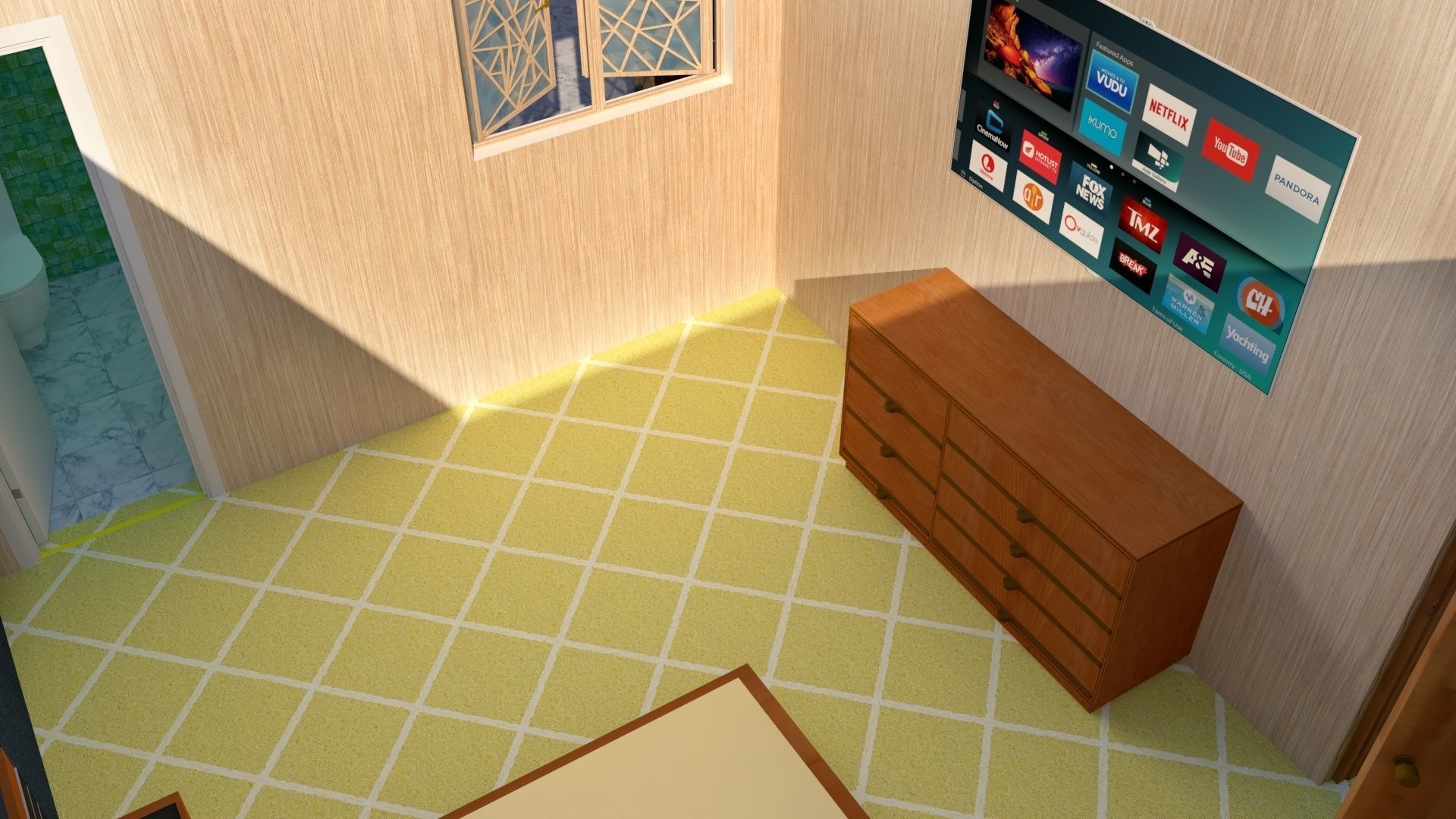 Villa house with palm trees and mountains 3D model_11