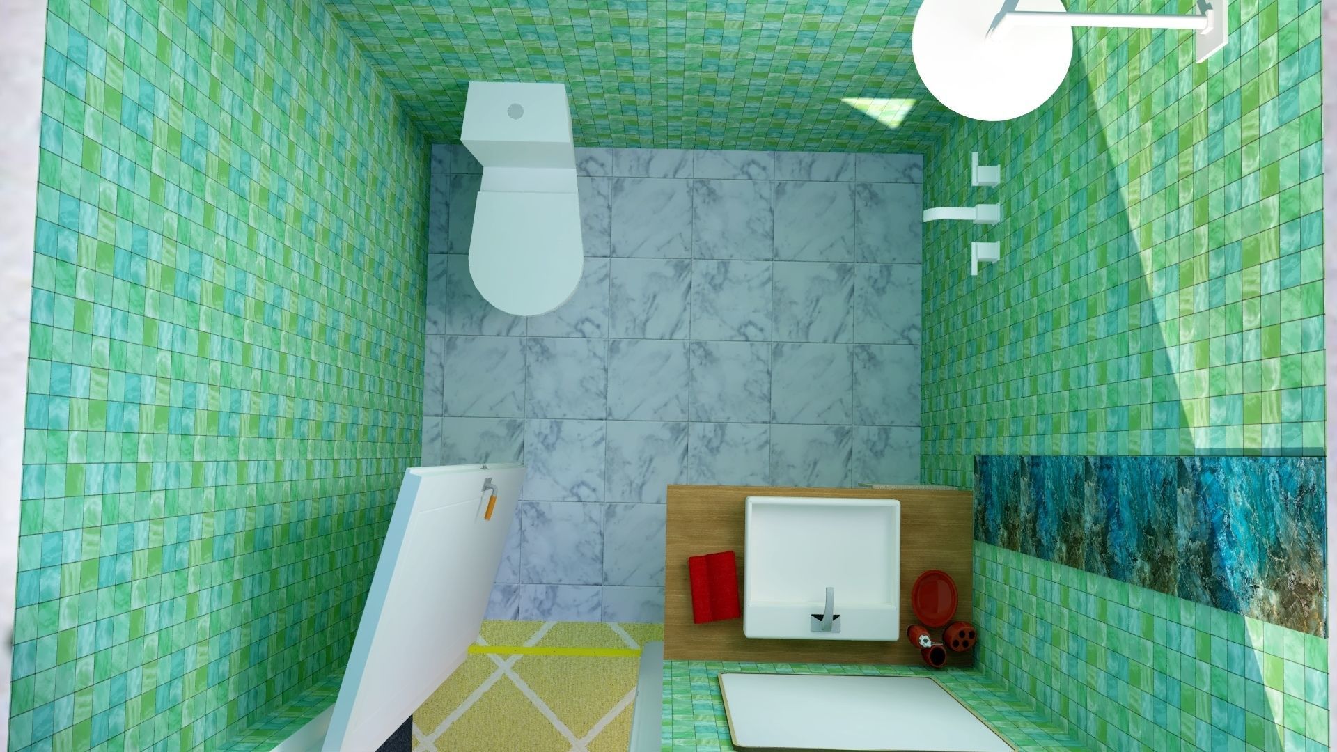 Villa house with palm trees and mountains 3D model_13