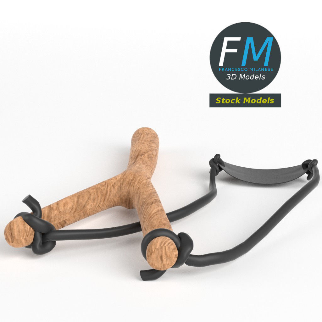 Slingshot 1 wooden stick 3D model_5