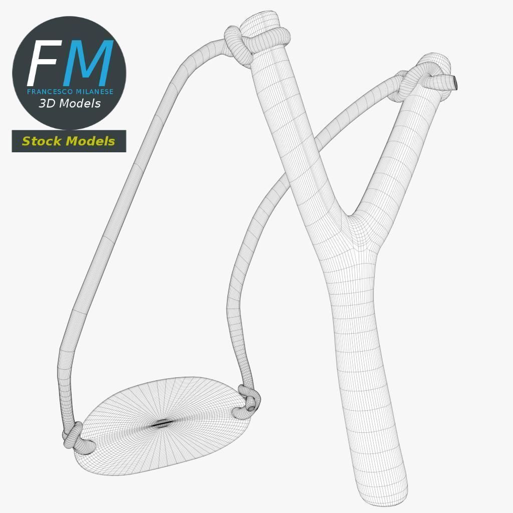 Slingshot 1 wooden stick 3D model_8