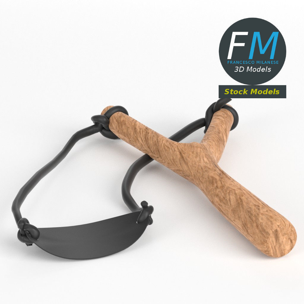 Slingshot 1 wooden stick 3D model_3