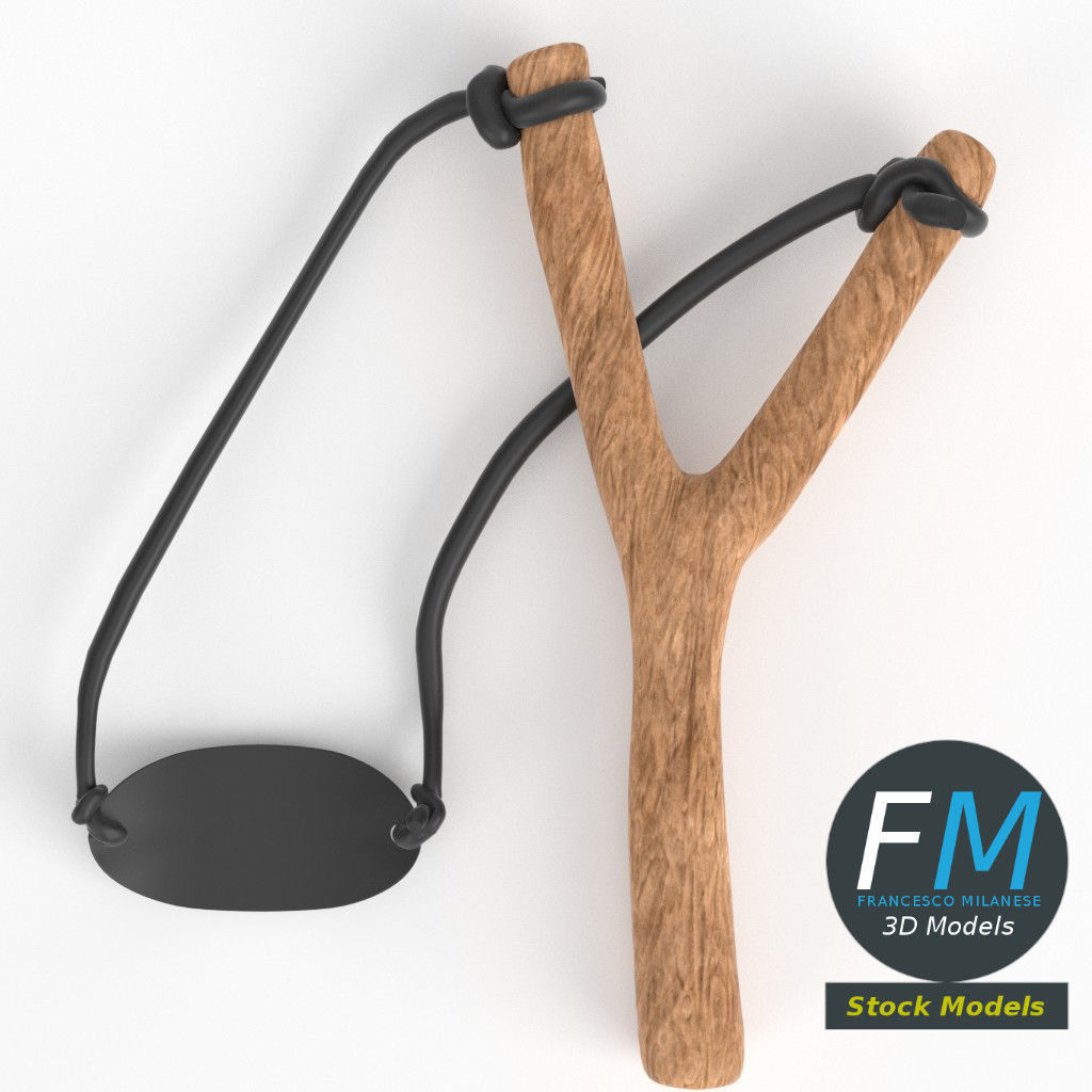 Slingshot 1 wooden stick 3D model_7