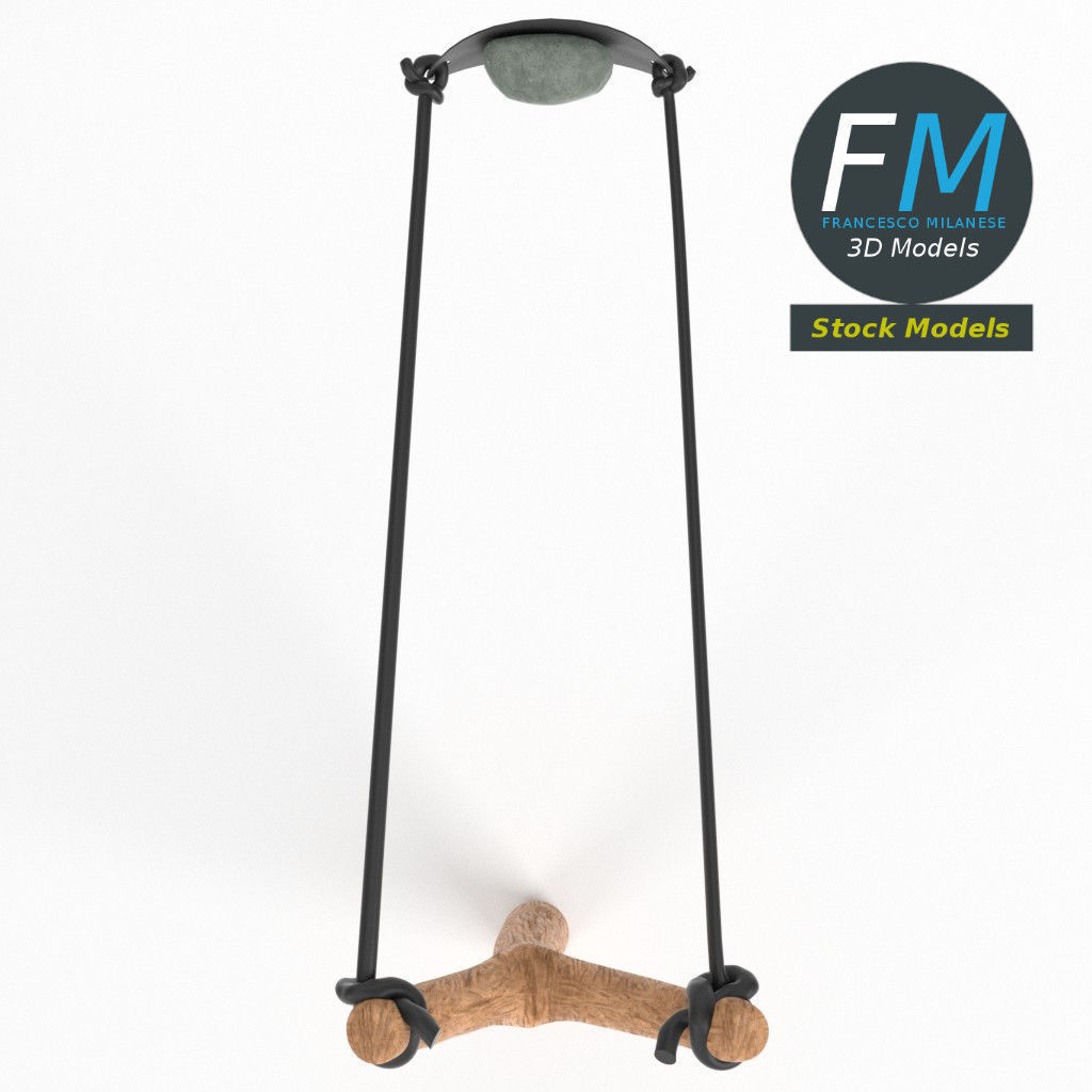 Slingshot 2 wooden stick 3D model_6
