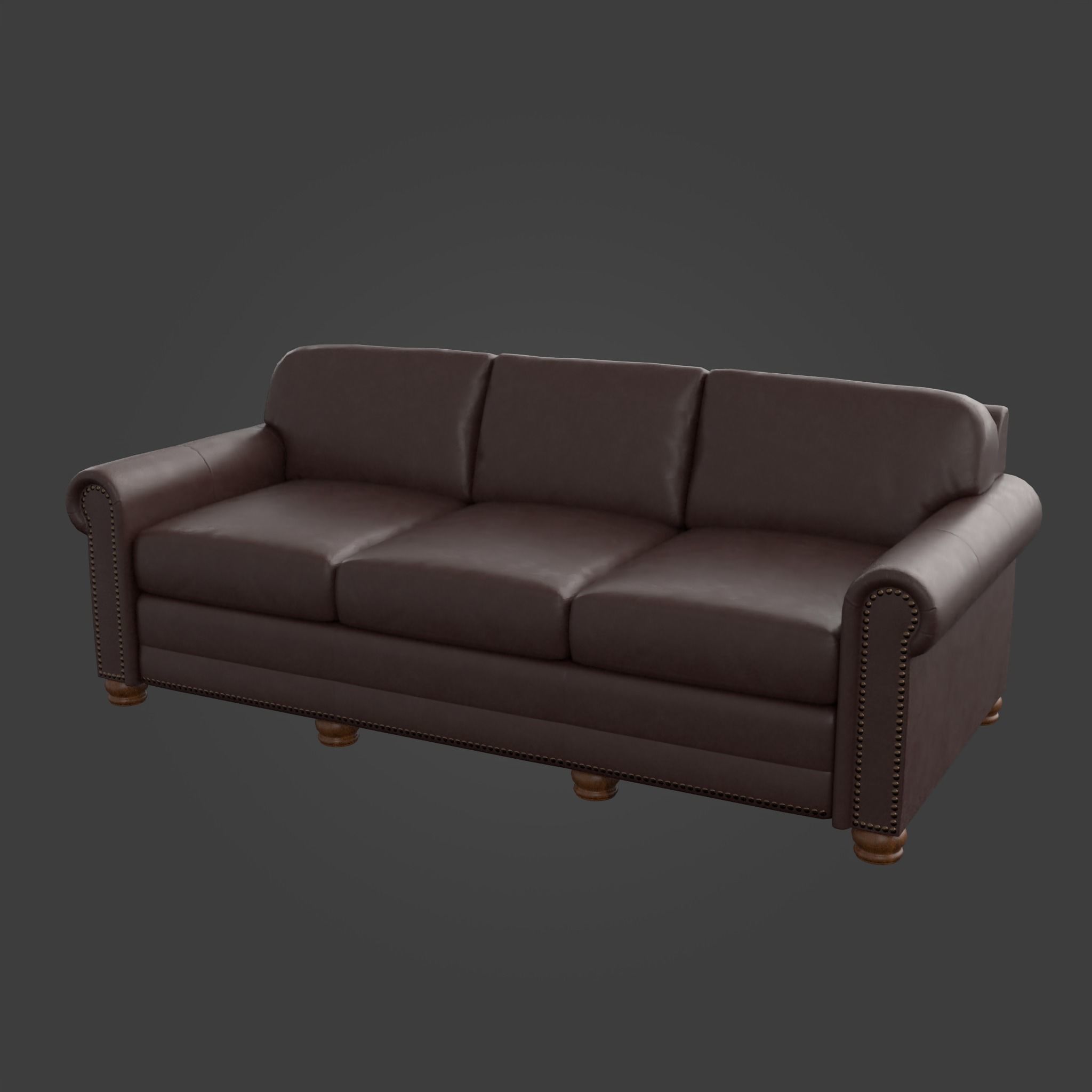 Sofa-02 leather sofa Low-poly 3D model_8