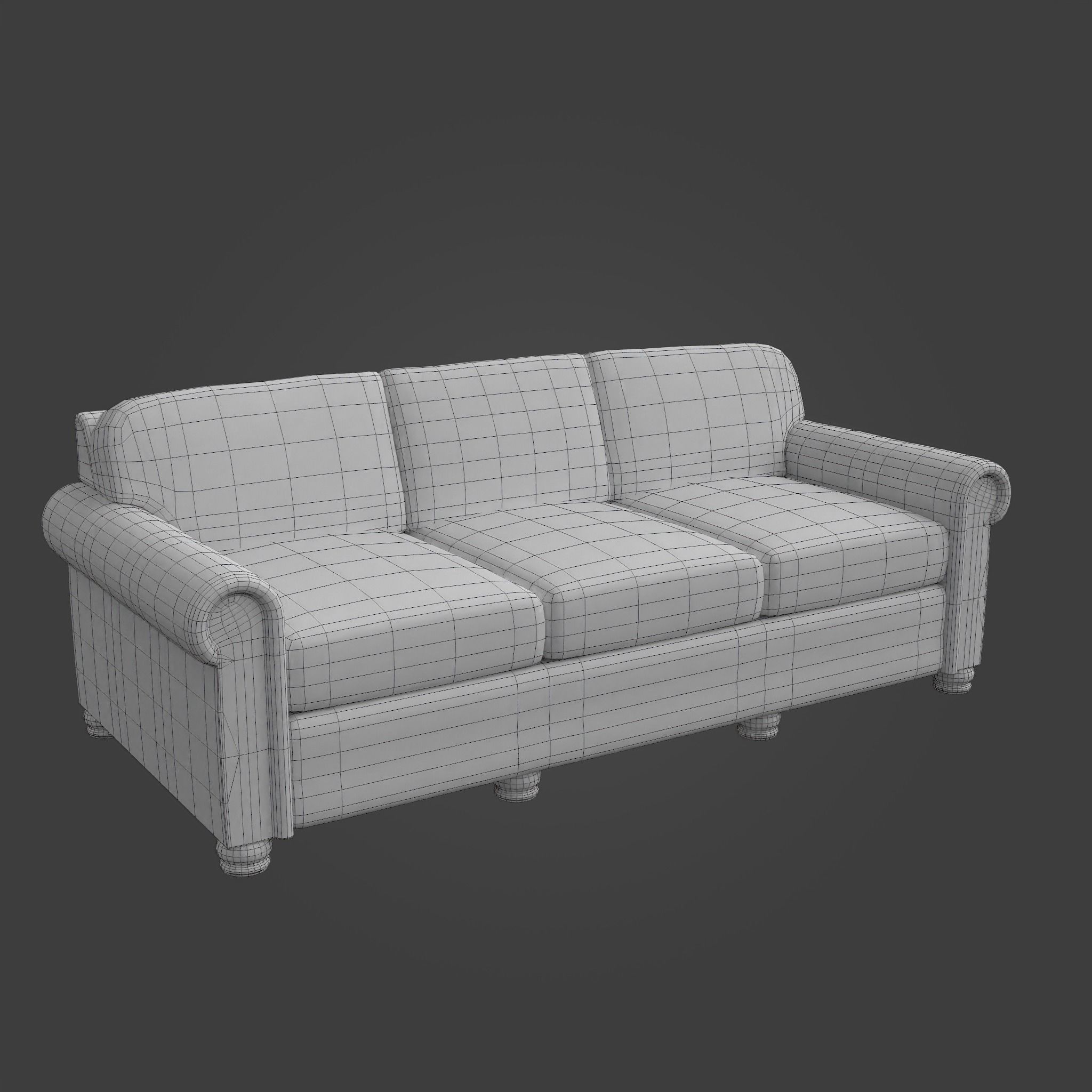 Sofa-02 leather sofa Low-poly 3D model_2