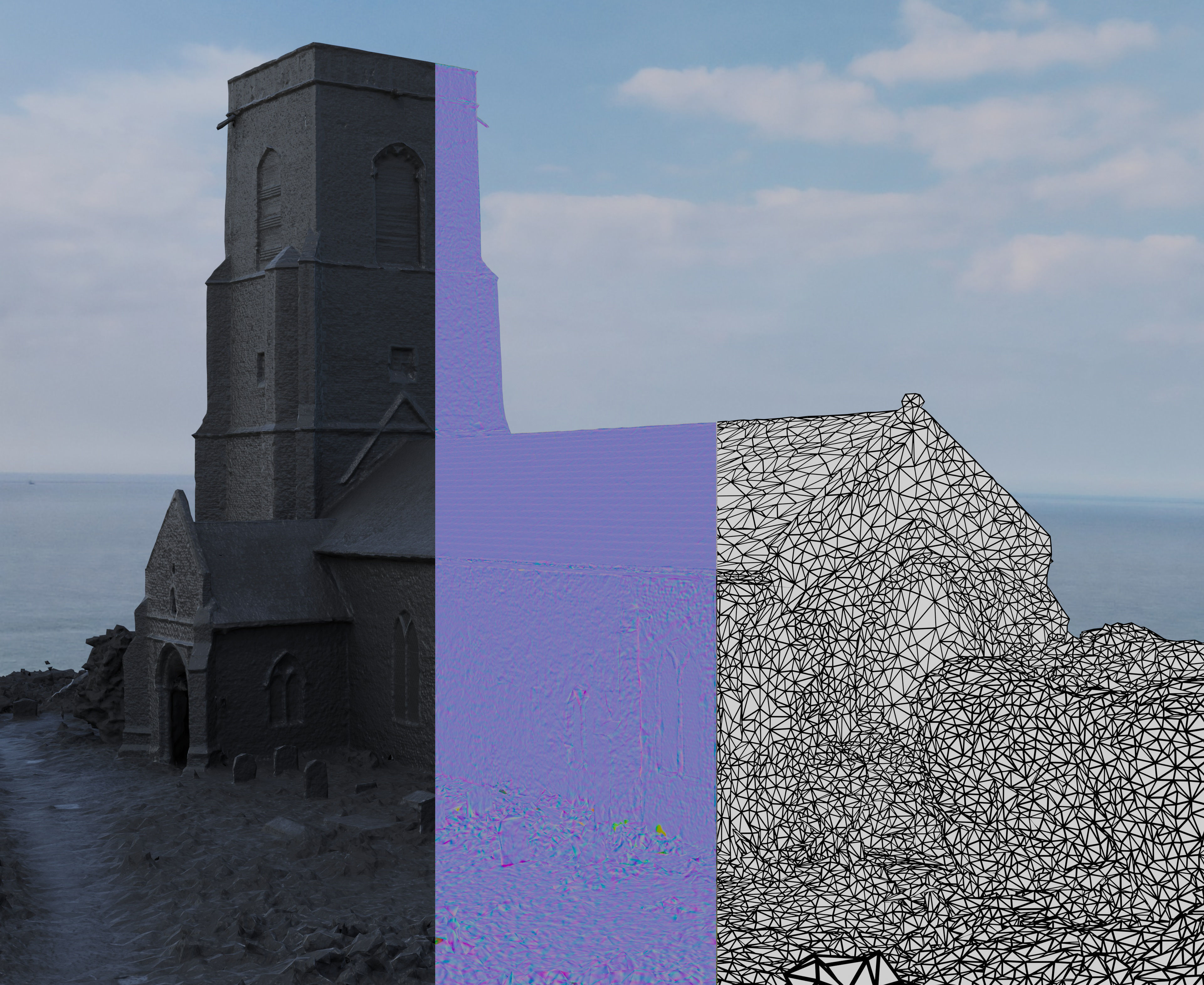 Dilapidated  Church Low-poly 3D model_1