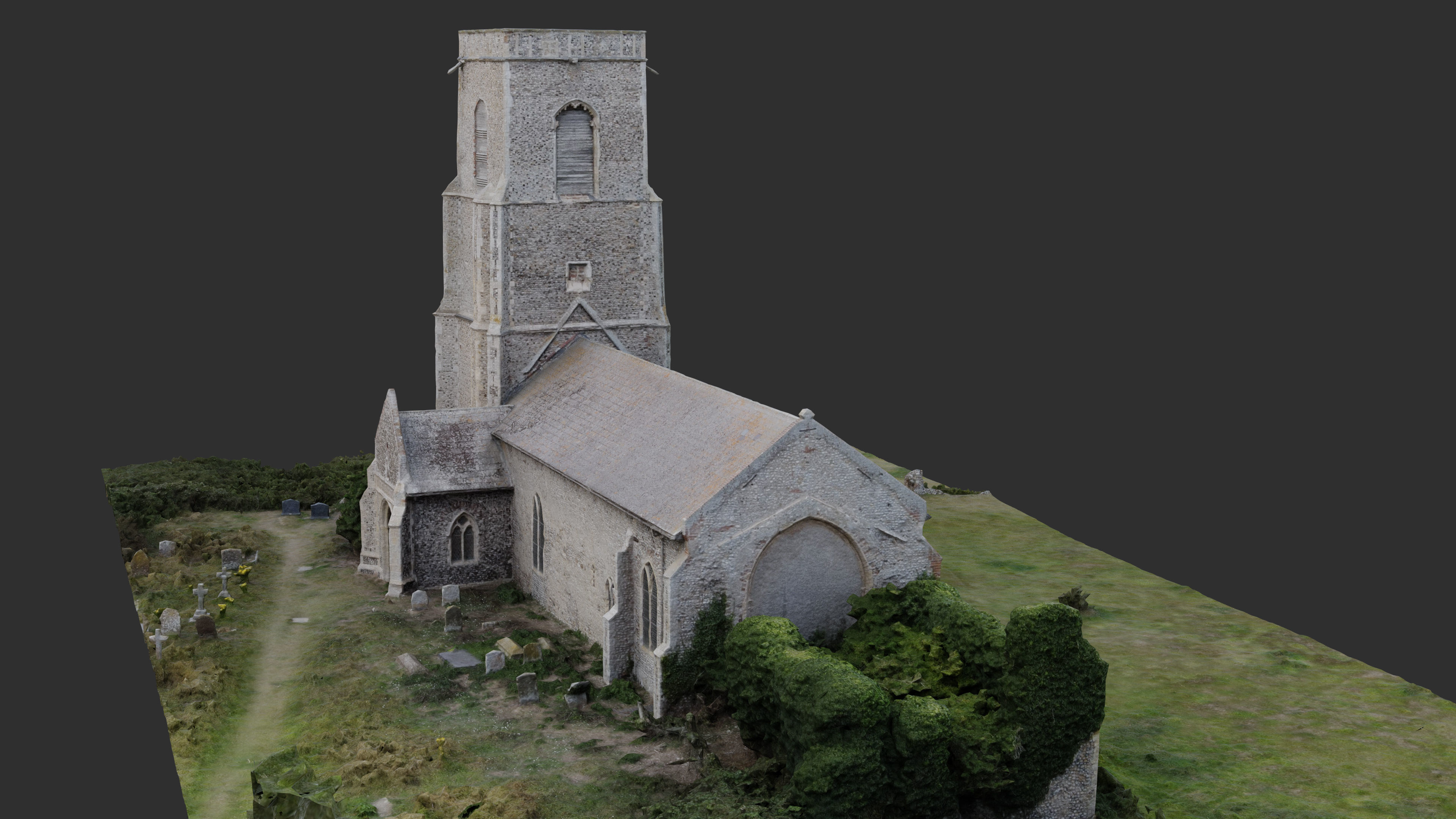 Dilapidated  Church Low-poly 3D model_11