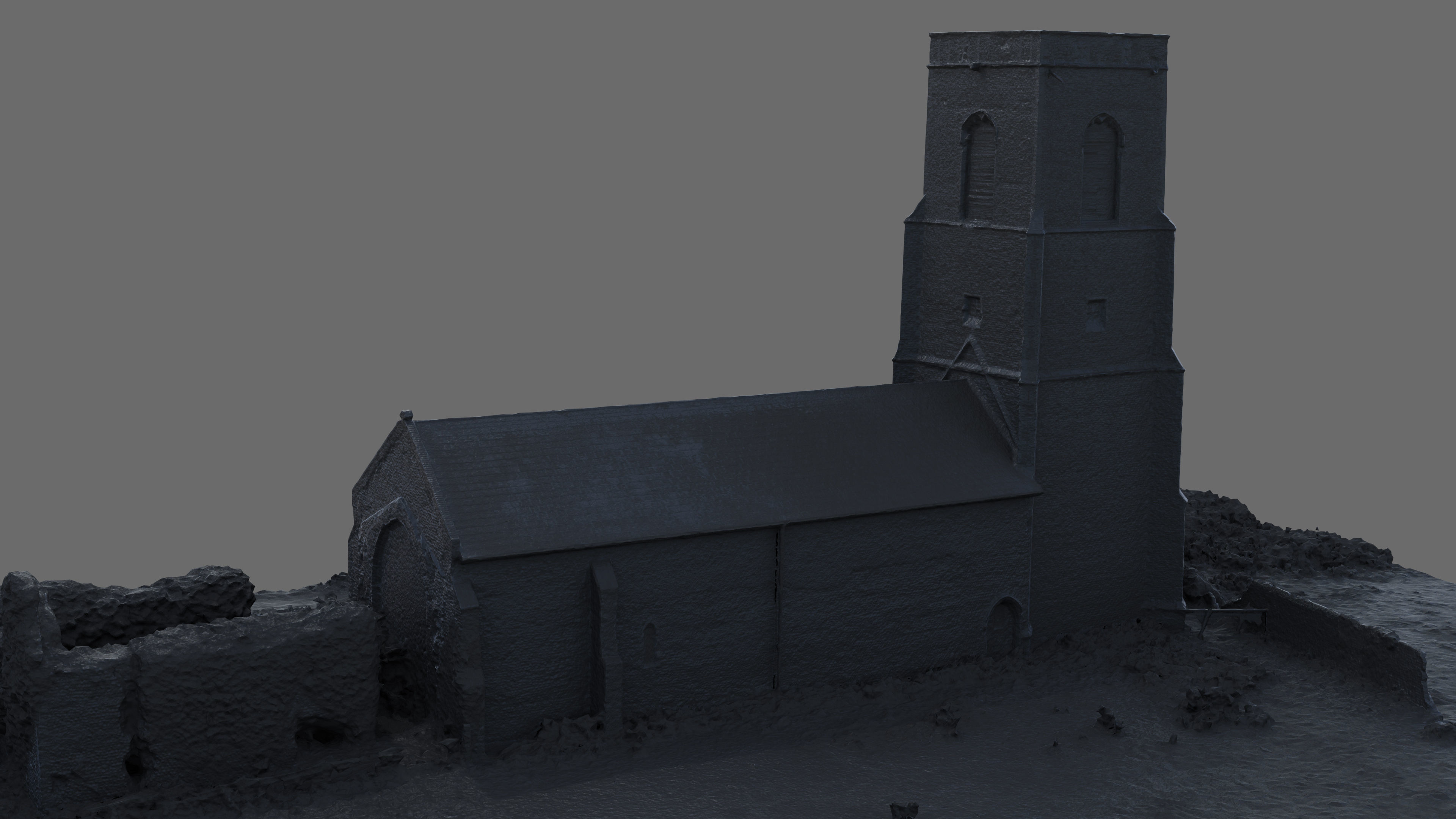 Dilapidated  Church Low-poly 3D model_10