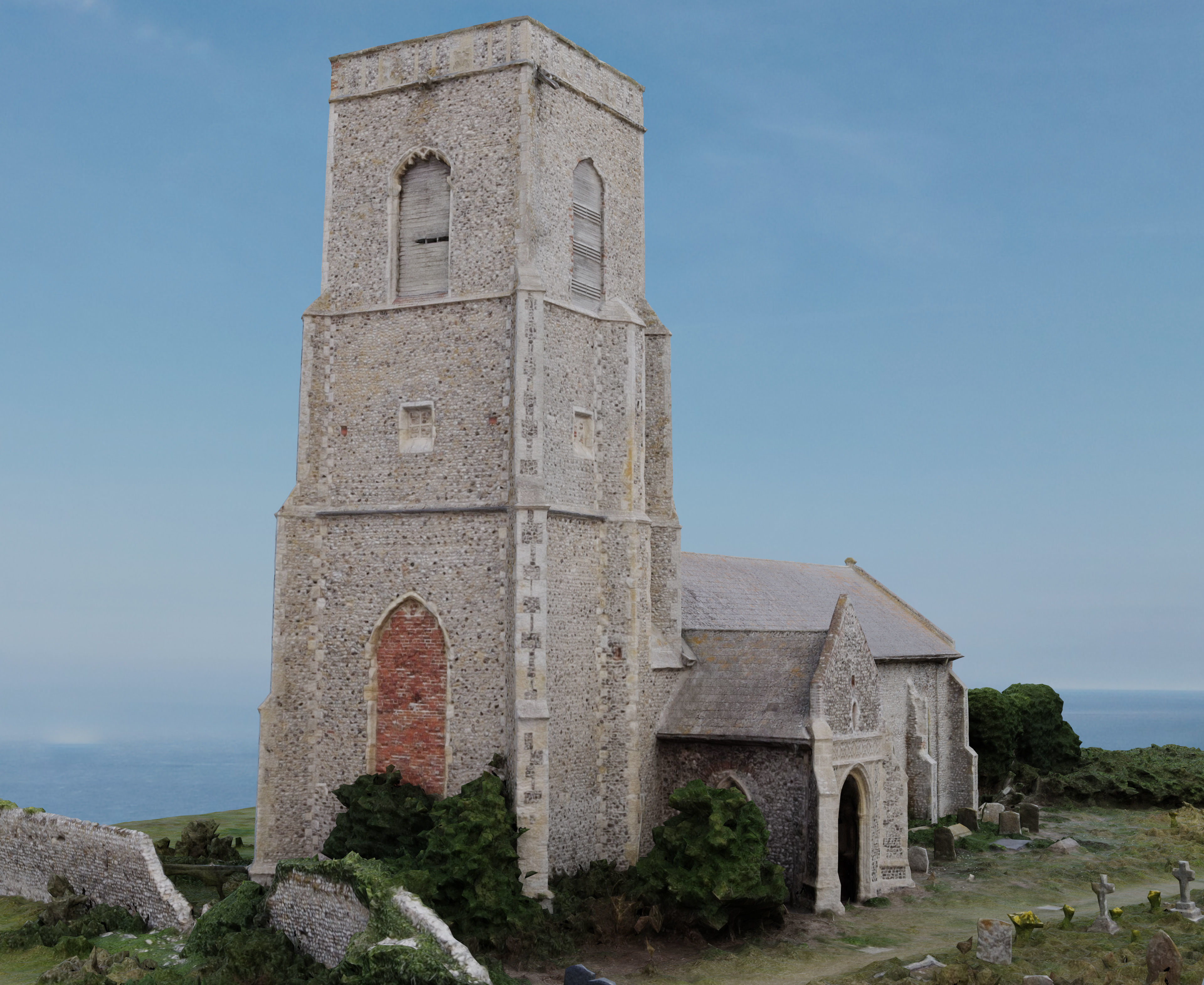 Dilapidated  Church Low-poly 3D model_2
