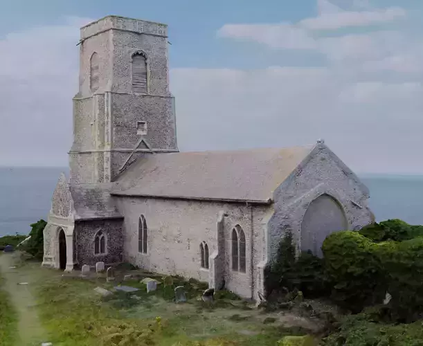 Dilapidated  Church Low-poly 3D model