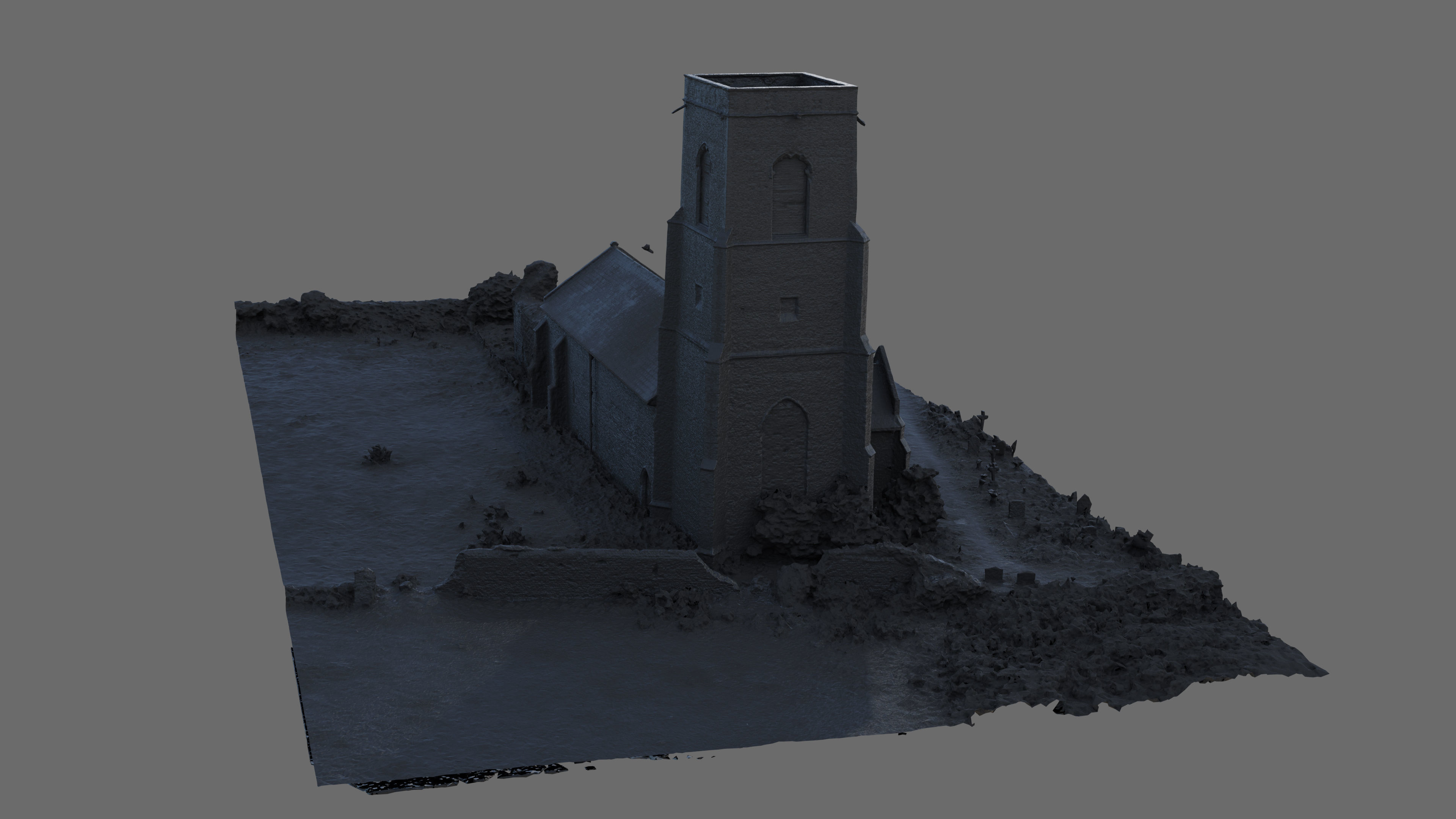 Dilapidated  Church Low-poly 3D model_14