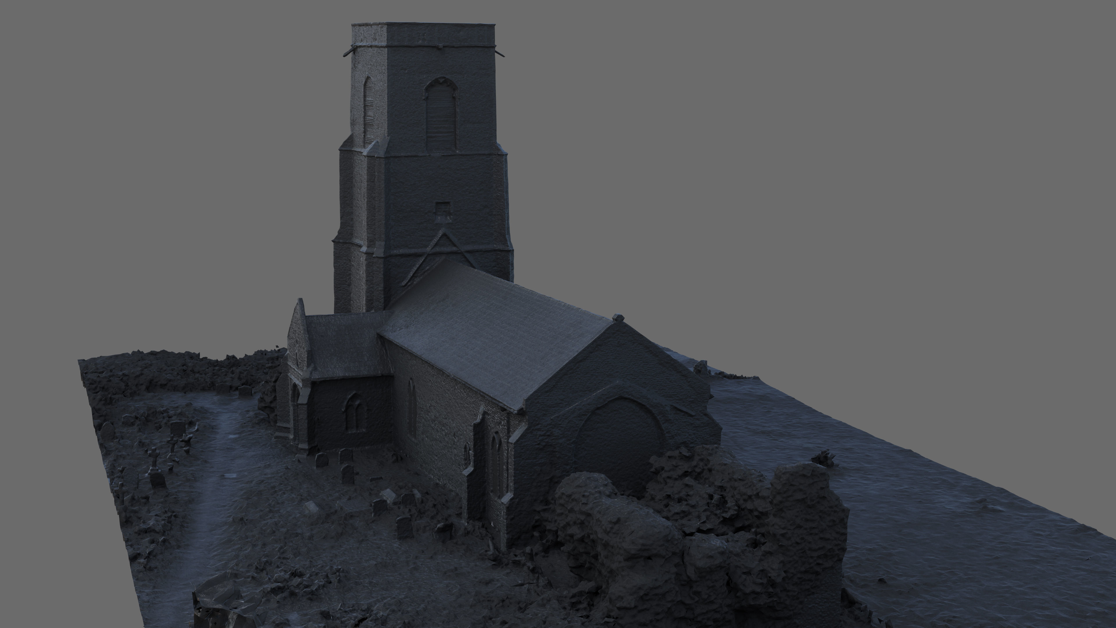 Dilapidated  Church Low-poly 3D model_12