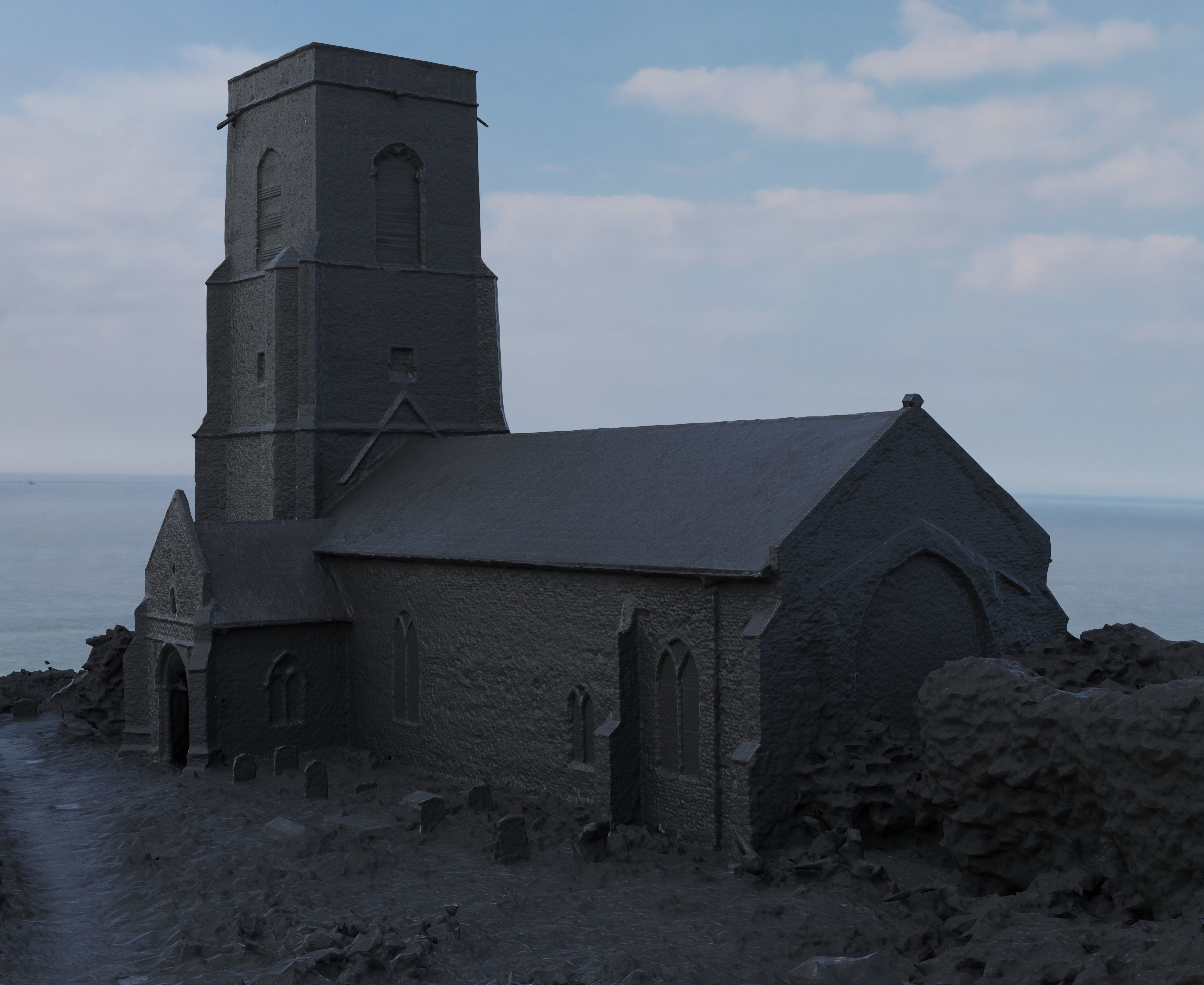 Dilapidated  Church Low-poly 3D model_18