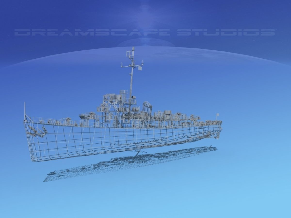 Evarts Class Destroyer DE271 USS Flemming 3D model_13