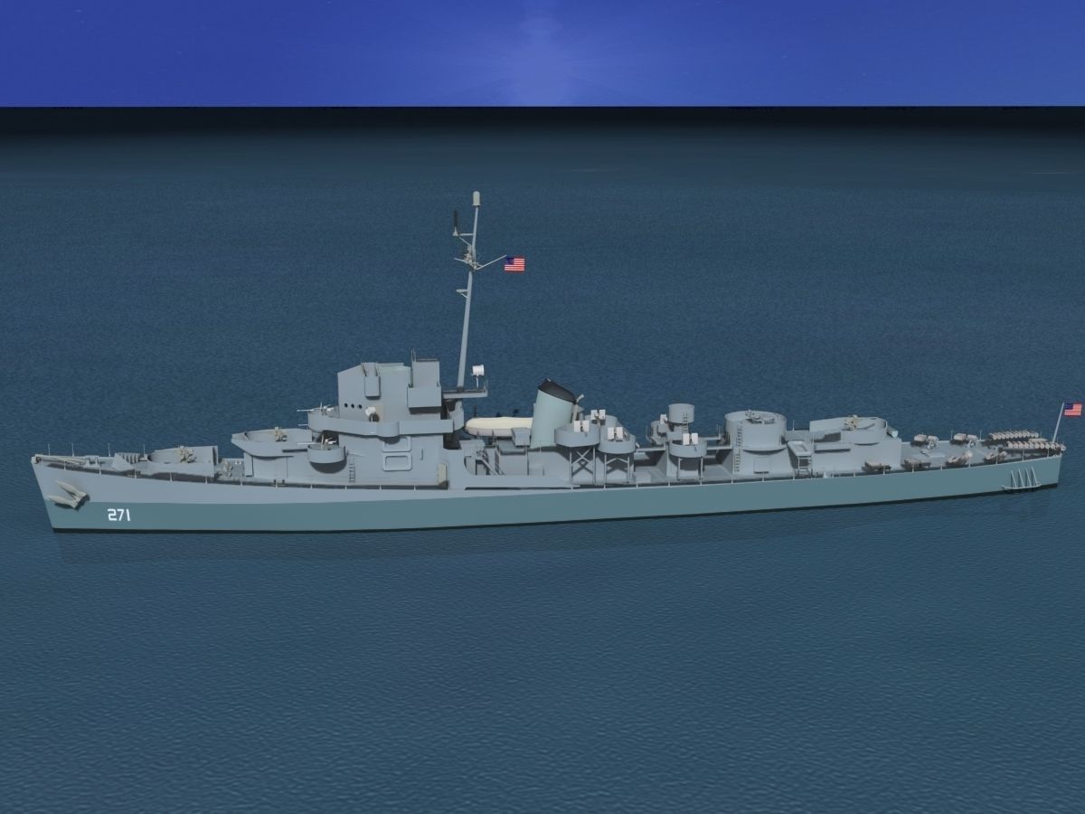 Evarts Class Destroyer DE271 USS Flemming 3D model_8