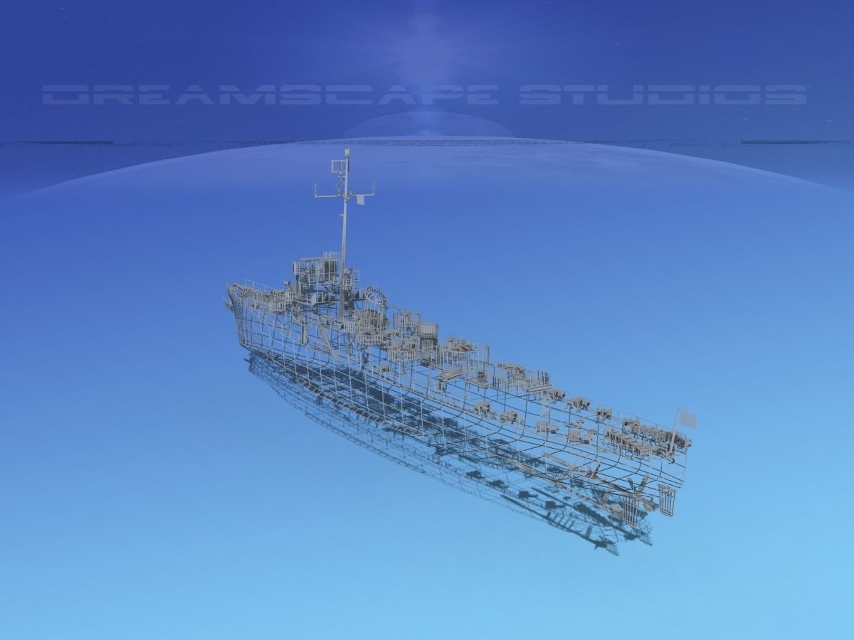 Evarts Class Destroyer DE271 USS Flemming 3D model_10