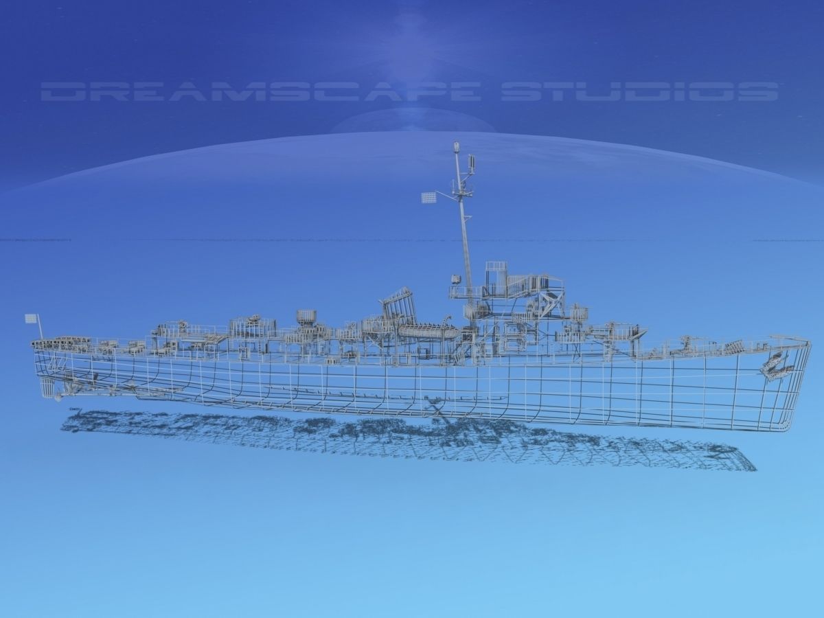 Evarts Class Destroyer DE271 USS Flemming 3D model_12