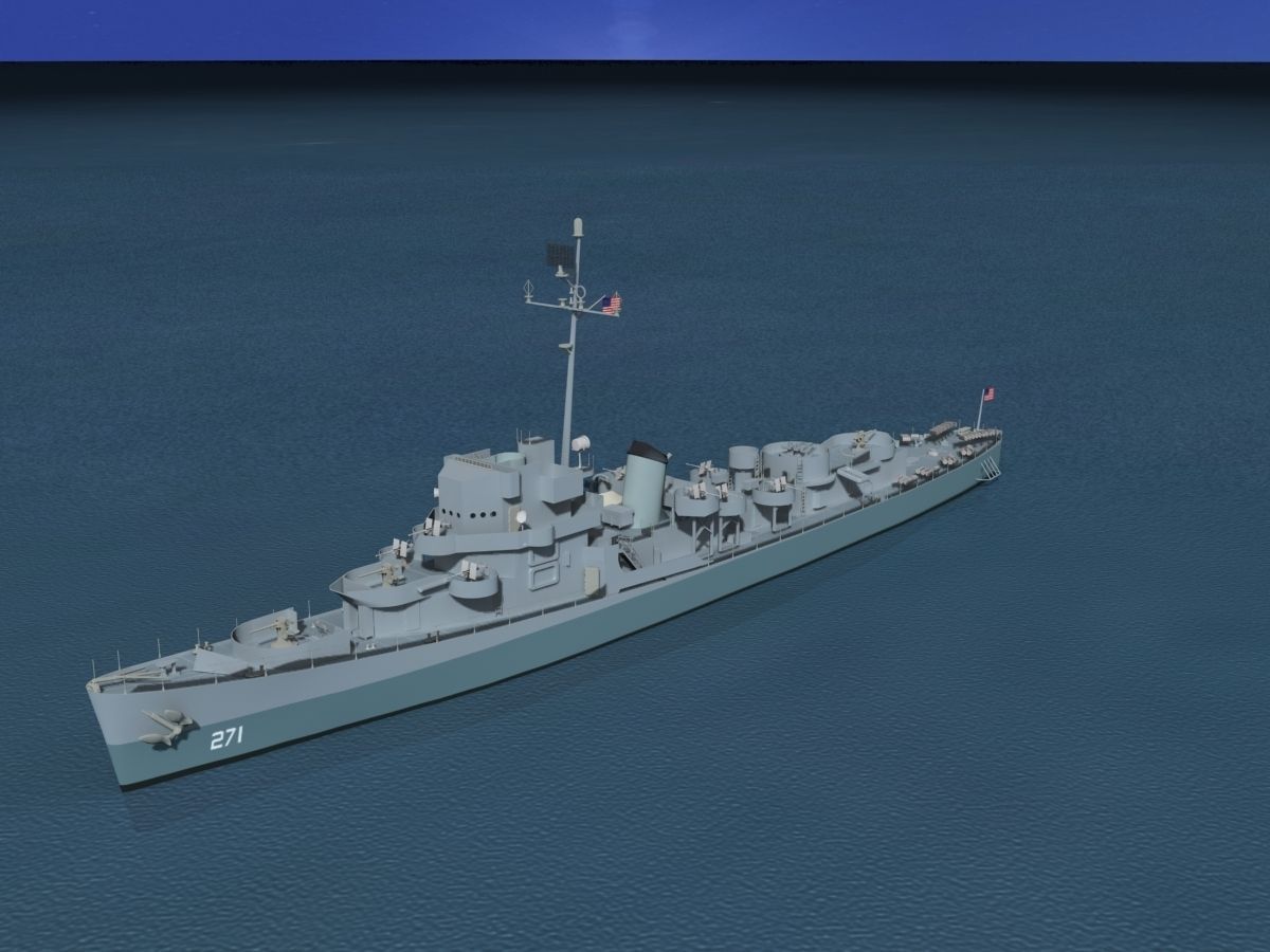 Evarts Class Destroyer DE271 USS Flemming 3D model_9