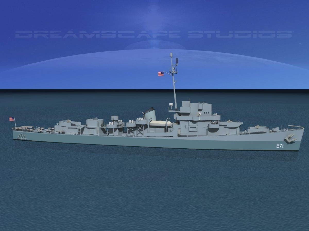 Evarts Class Destroyer DE271 USS Flemming 3D model_3
