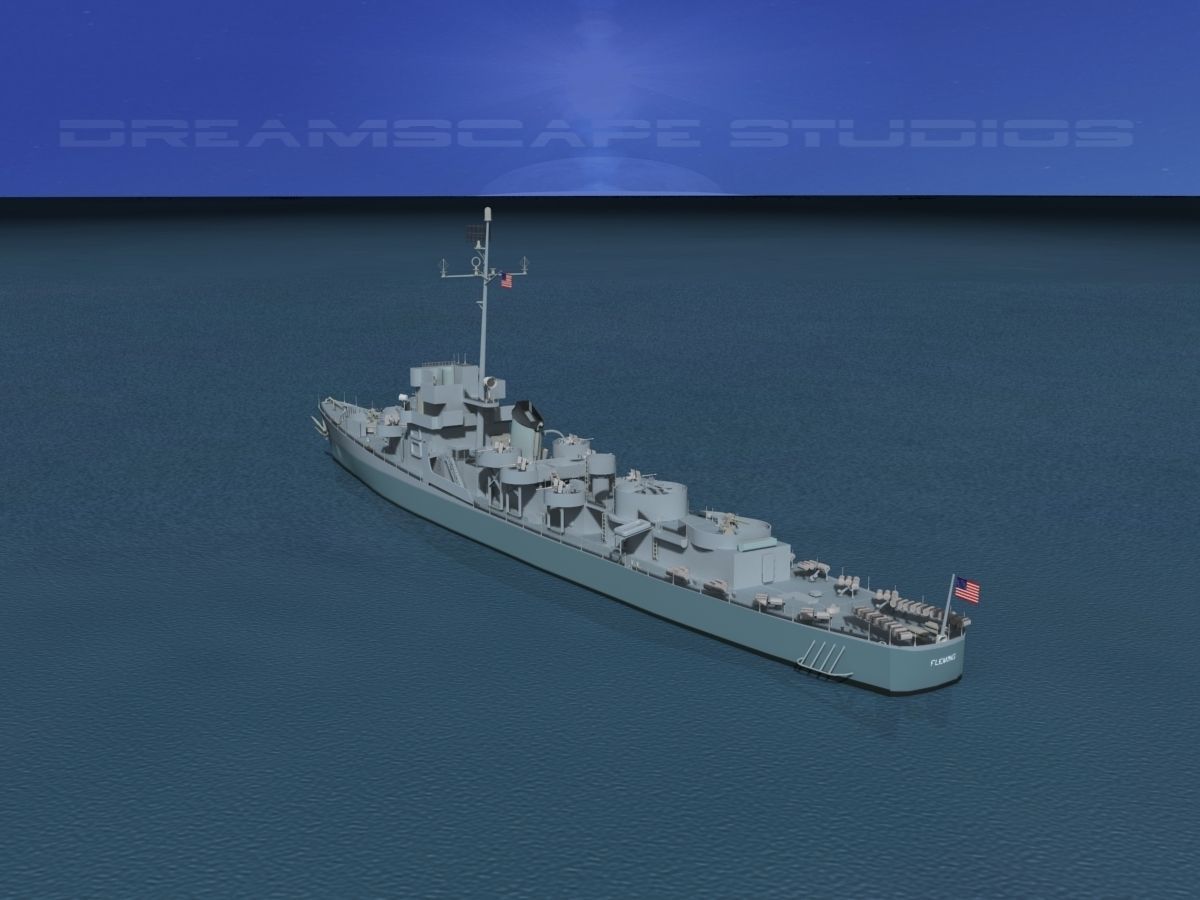 Evarts Class Destroyer DE271 USS Flemming 3D model_6