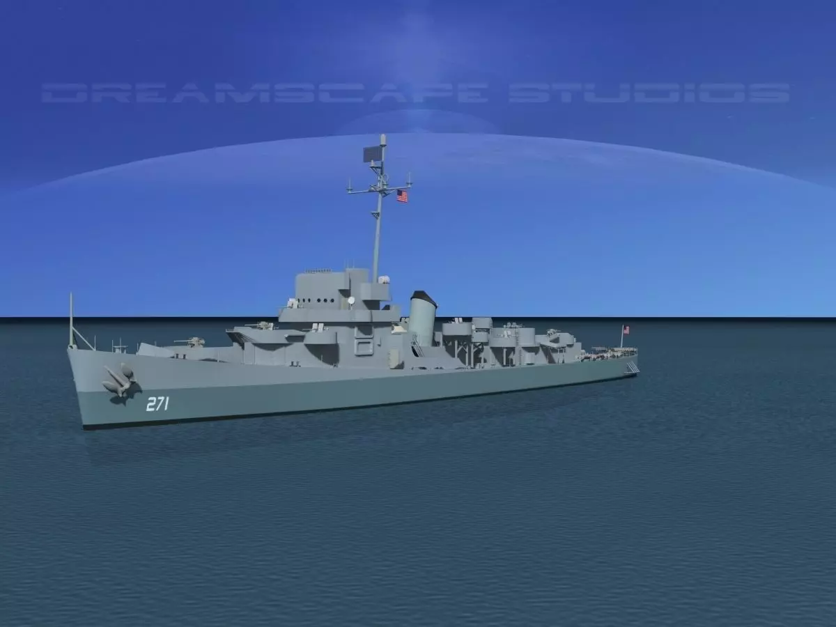 Evarts Class Destroyer DE271 USS Flemming 3D model_0
