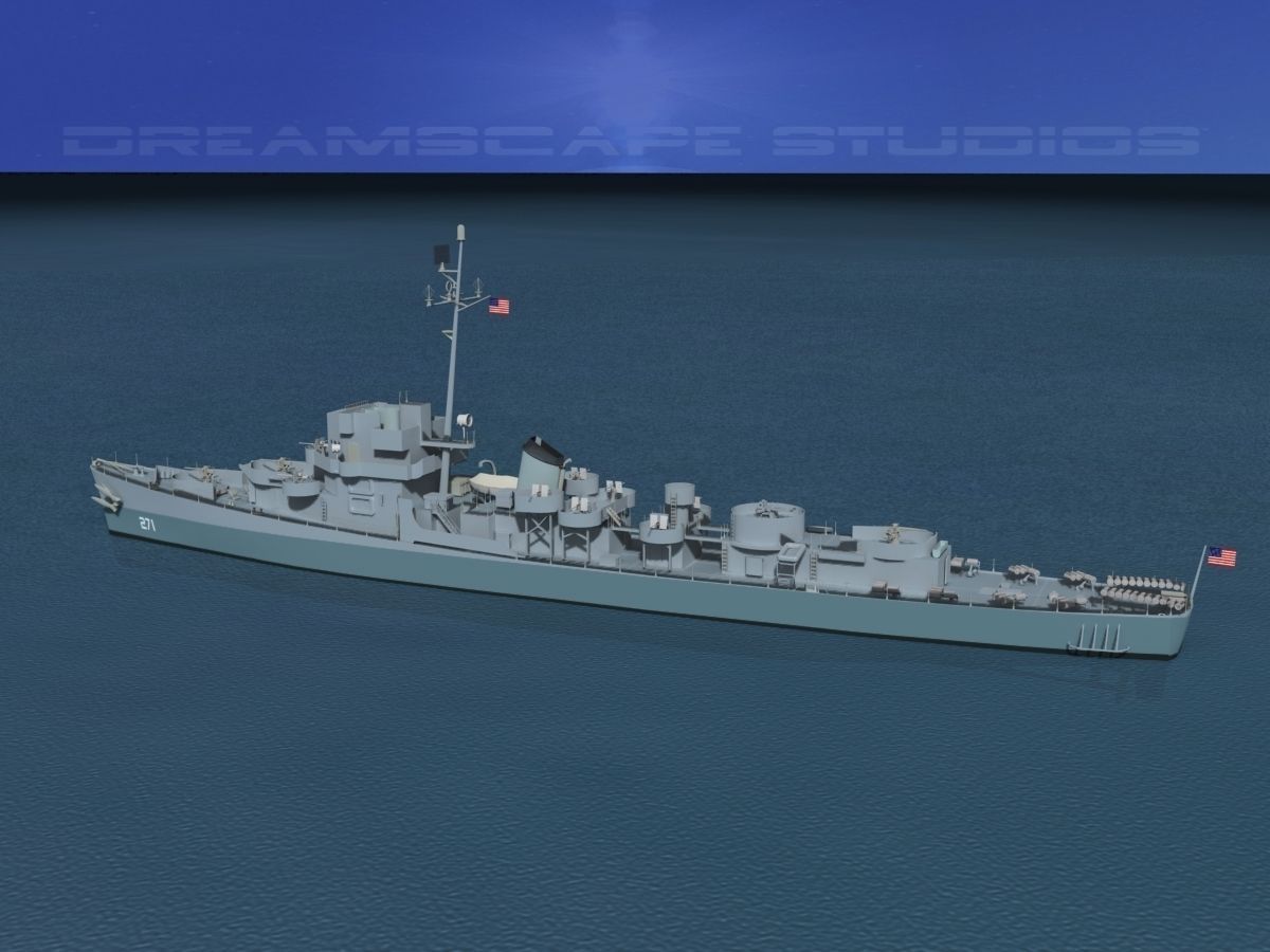 Evarts Class Destroyer DE271 USS Flemming 3D model_7