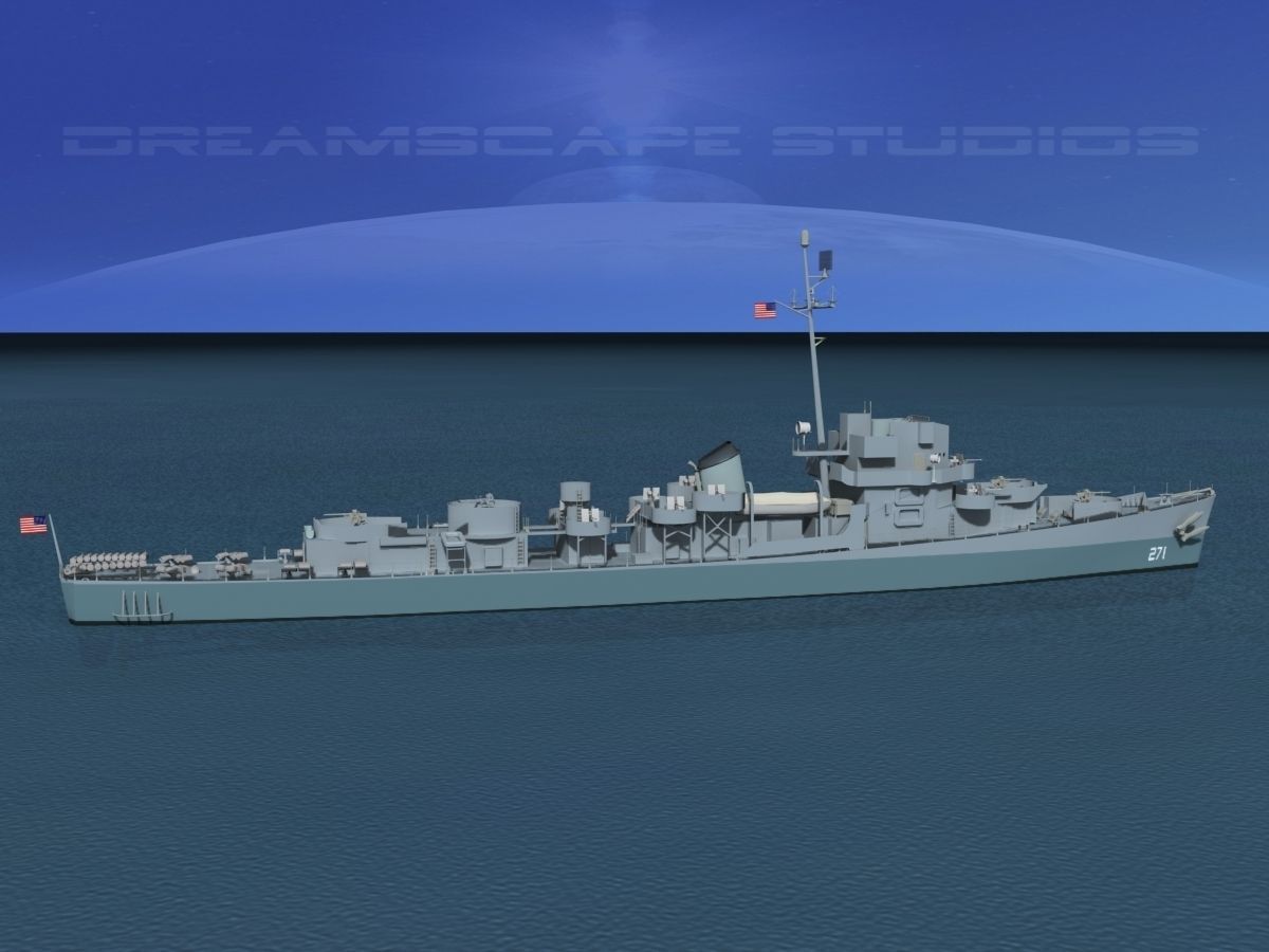 Evarts Class Destroyer DE271 USS Flemming 3D model_4