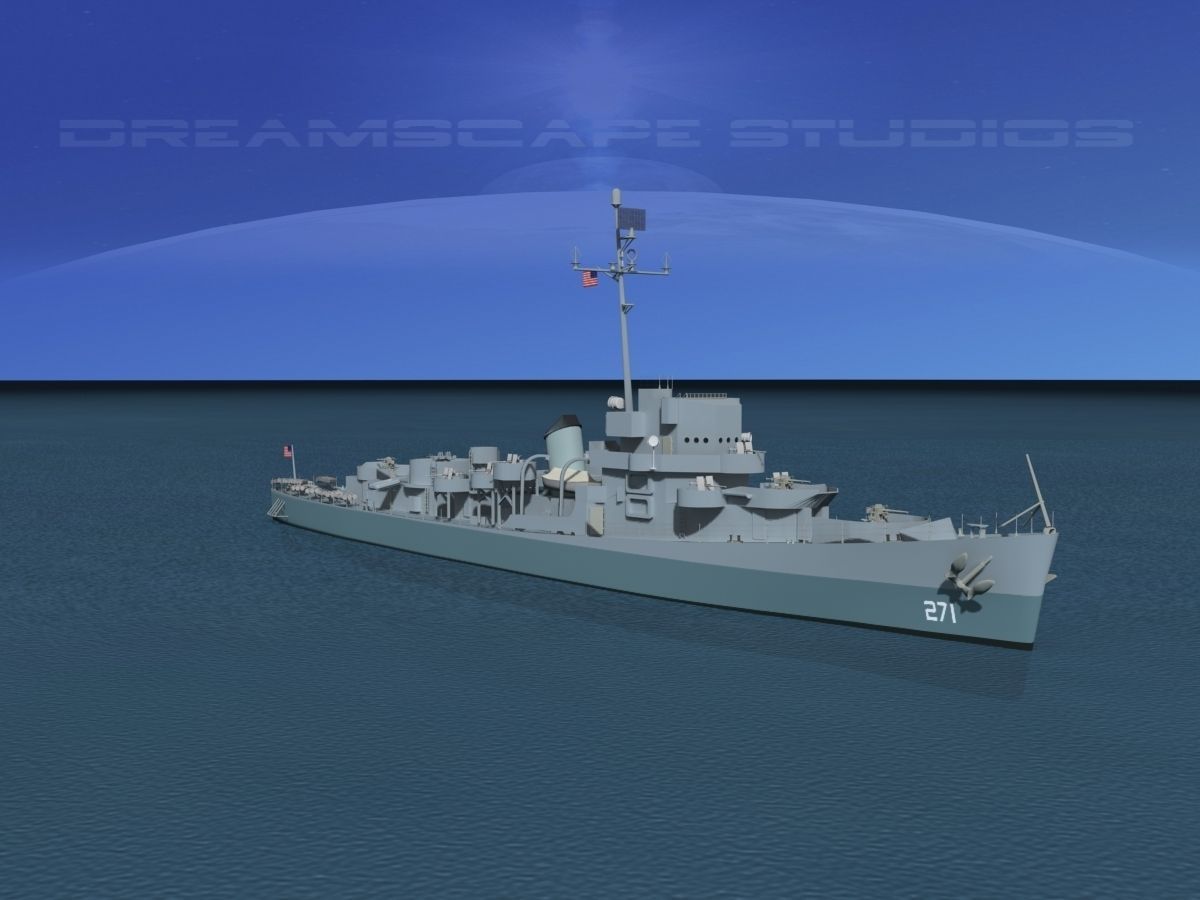 Evarts Class Destroyer DE271 USS Flemming 3D model_2