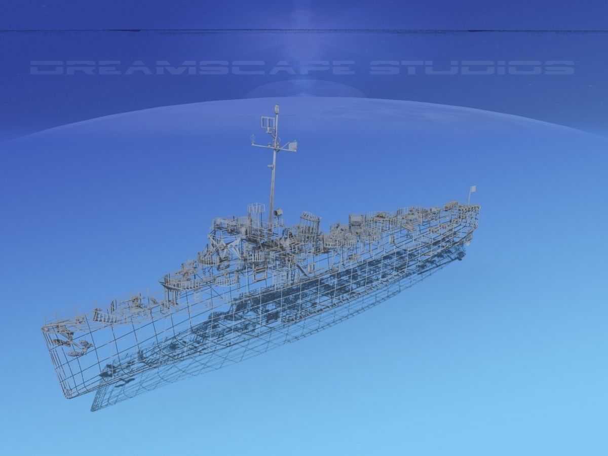 Evarts Class Destroyer DE271 USS Flemming 3D model_11