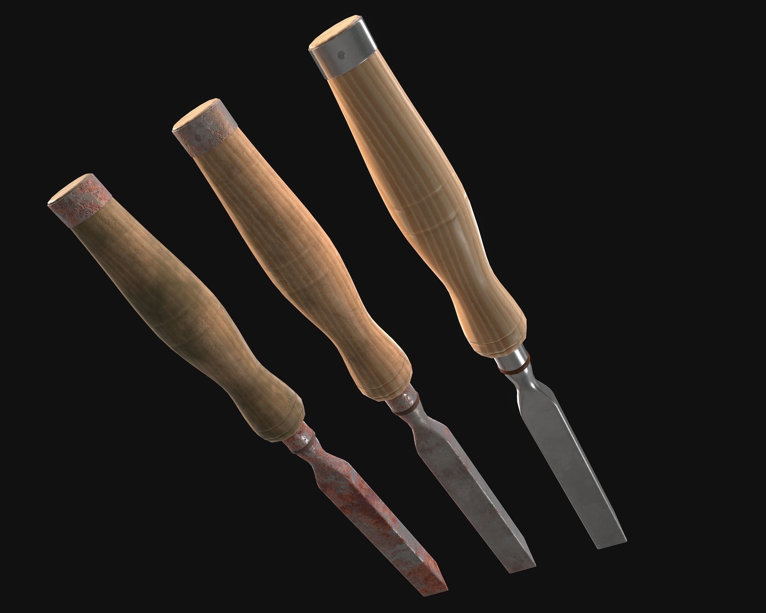 Chisel Gameready New Old Very Old Low-poly 3D model_13