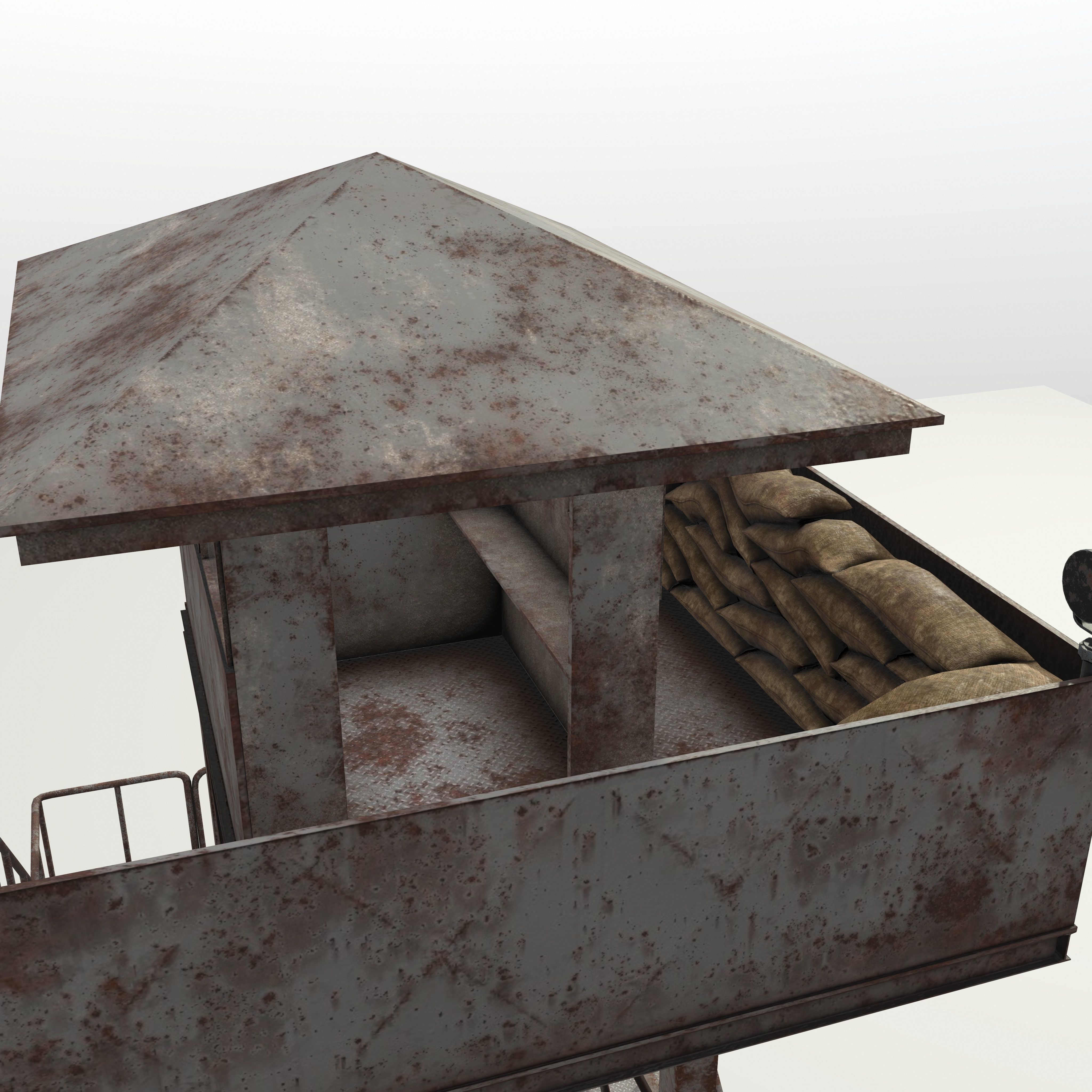 Military Watch Tower Low-poly 3D model_8