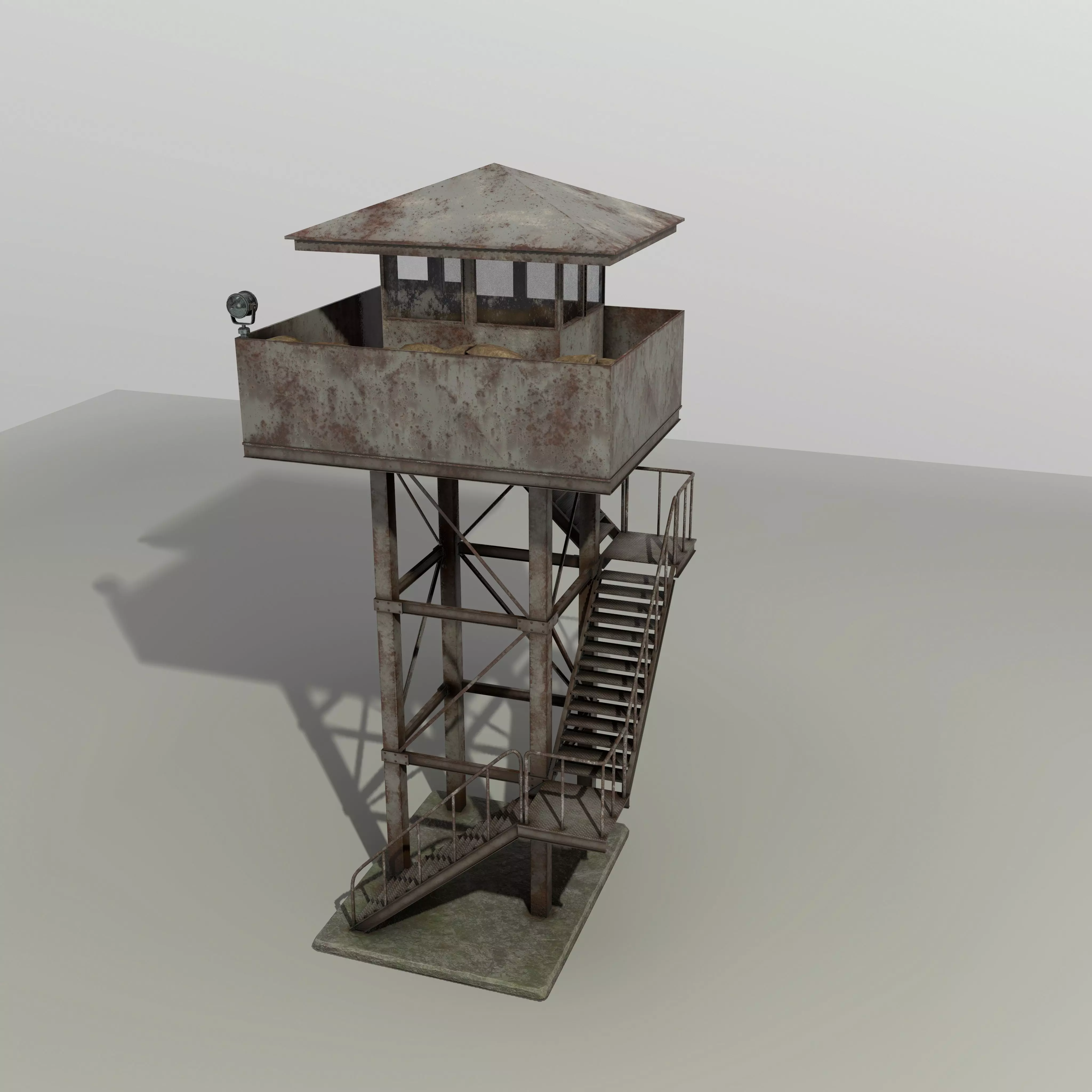 Military Watch Tower Low-poly 3D model_0