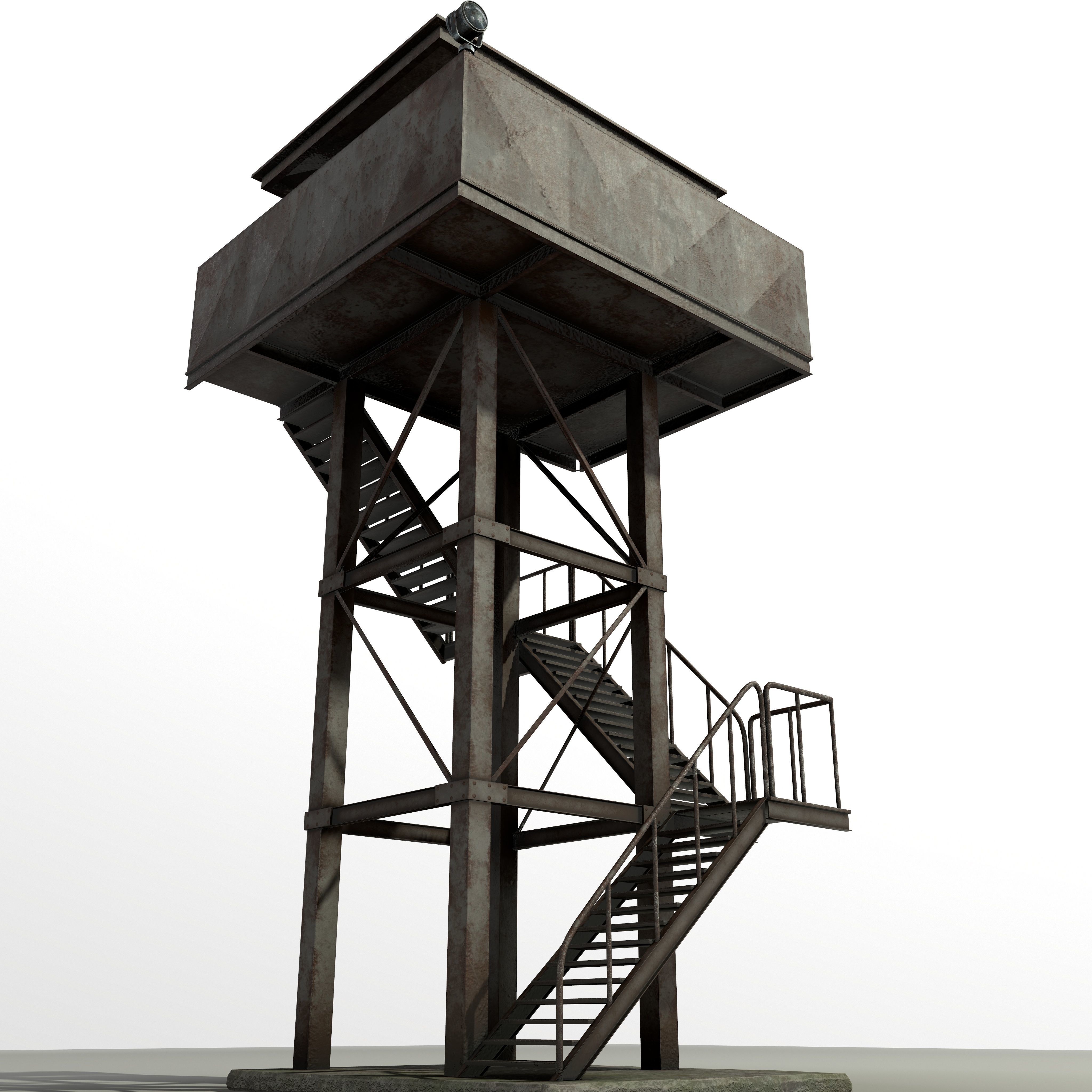 Military Watch Tower Low-poly 3D model_3
