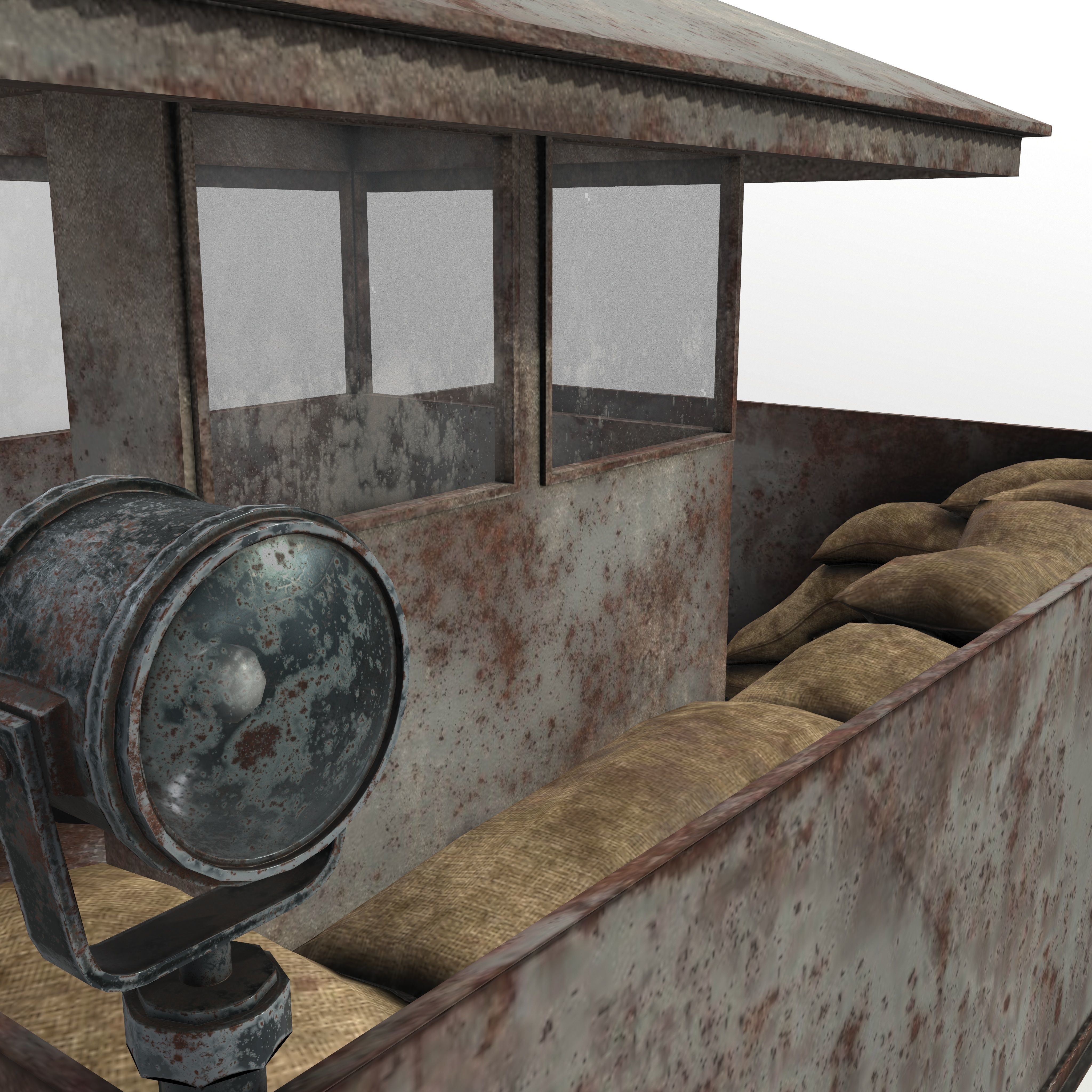 Military Watch Tower Low-poly 3D model_10