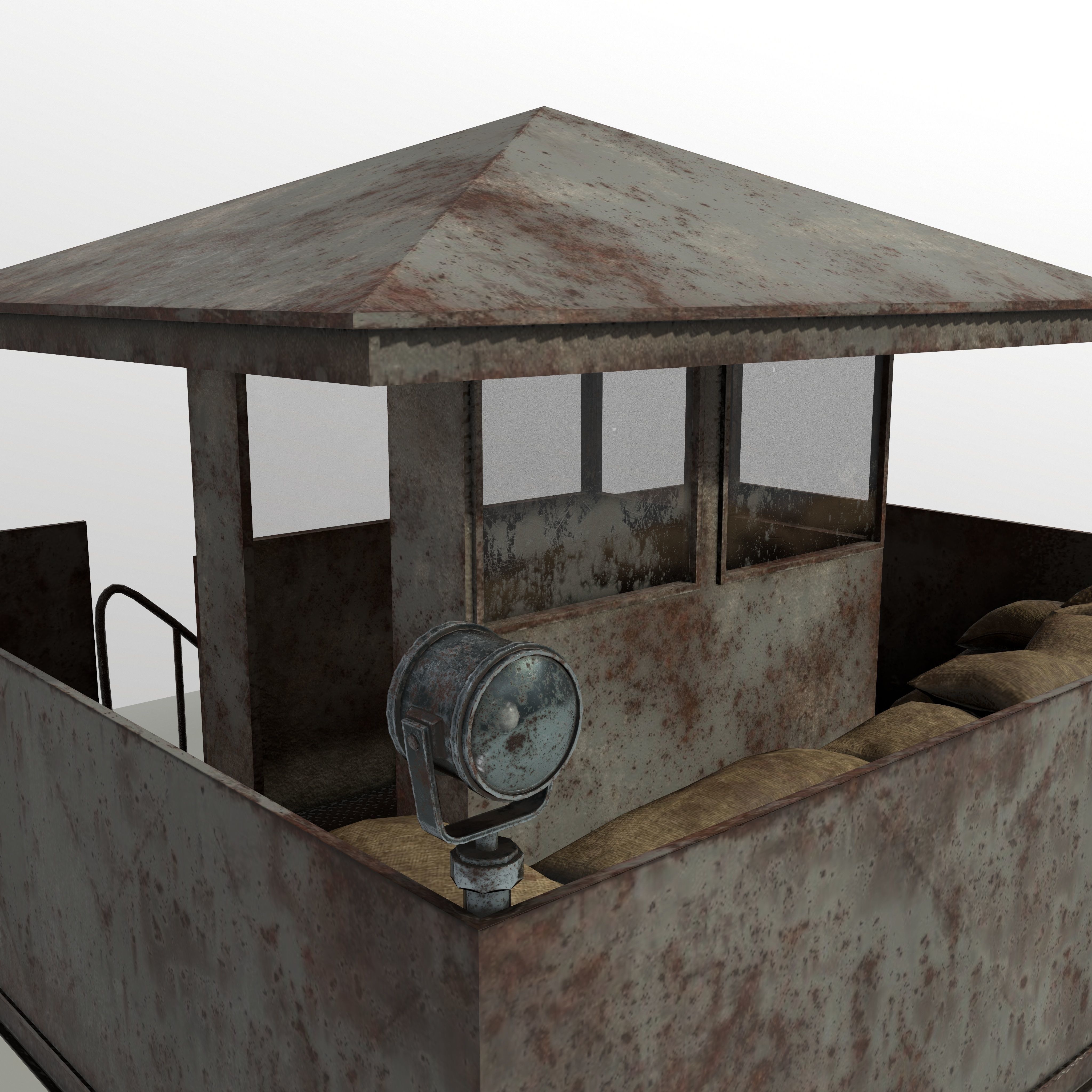 Military Watch Tower Low-poly 3D model_7