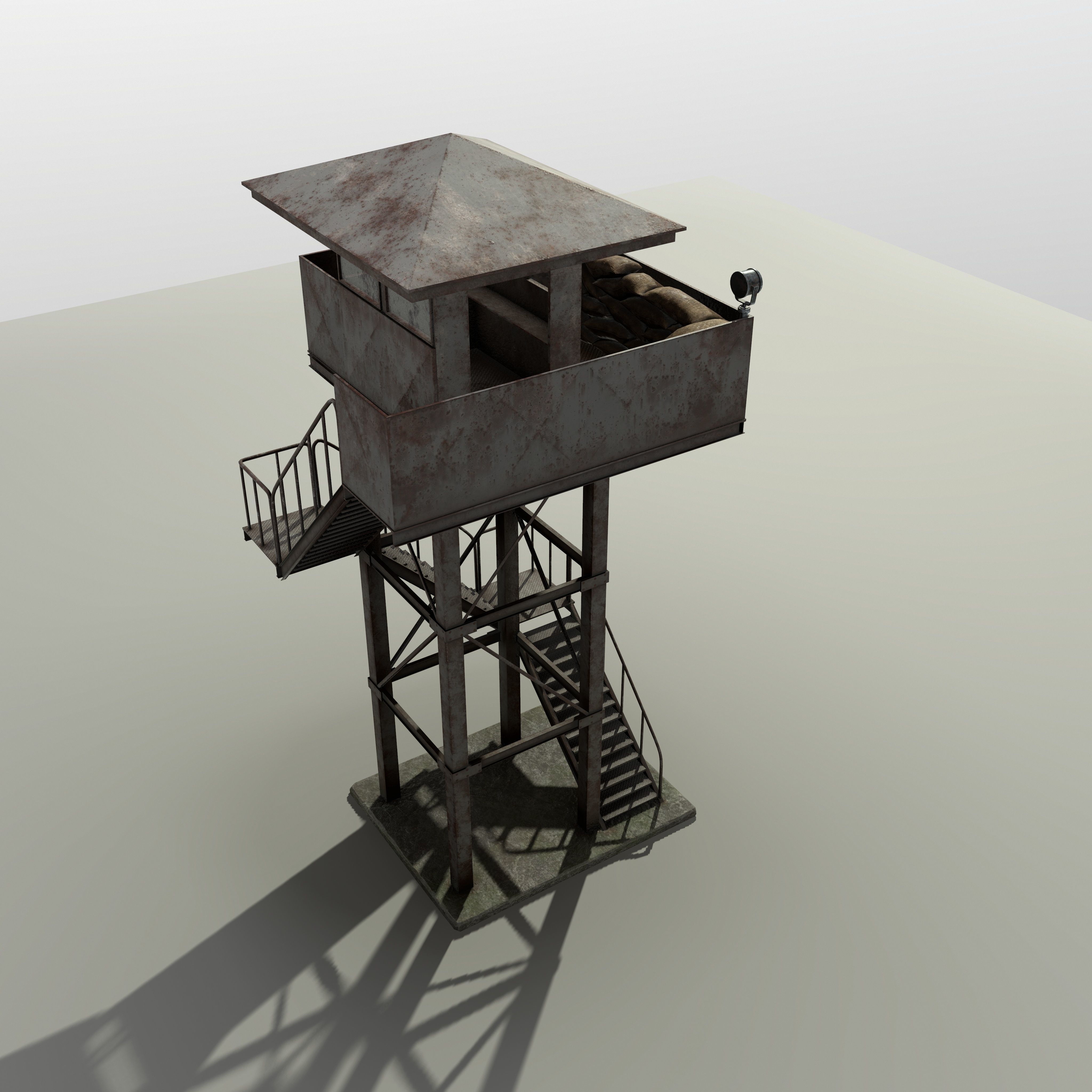 Military Watch Tower Low-poly 3D model_1